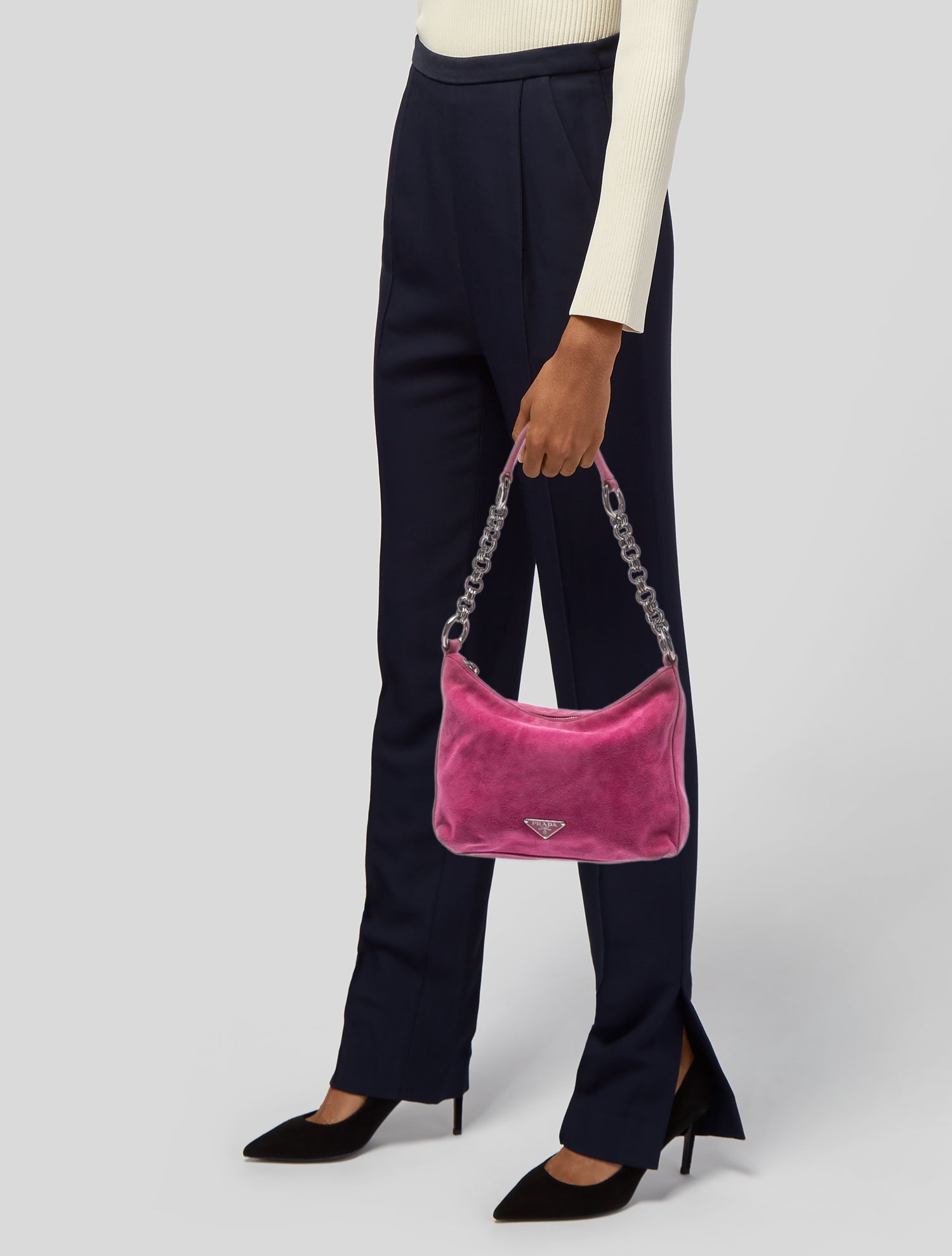 Prada Scamosciato Suede Top Handle Bag