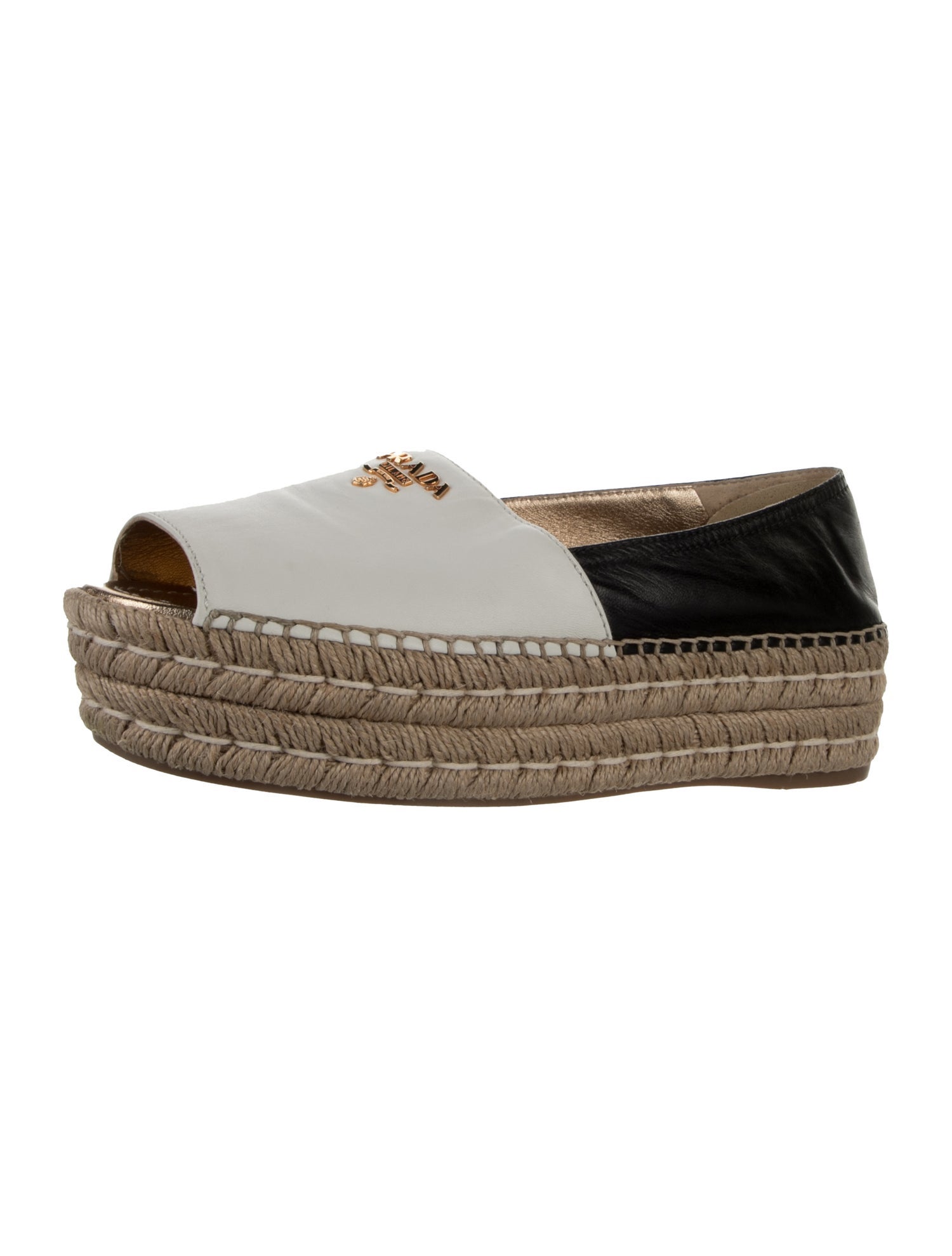 Prada Leather Colorblock Pattern Espadrilles