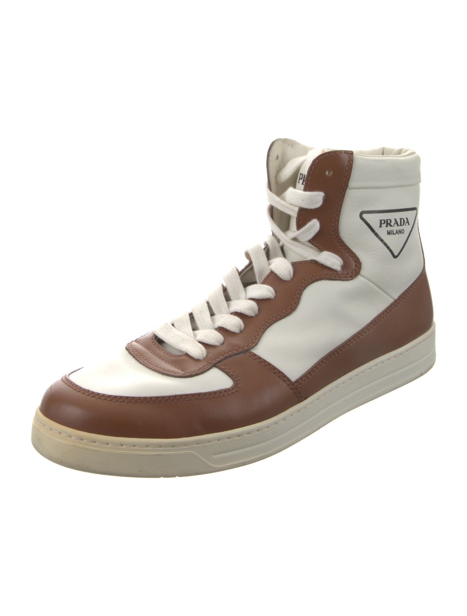 Prada Leather Colorblock Pattern Sneakers
