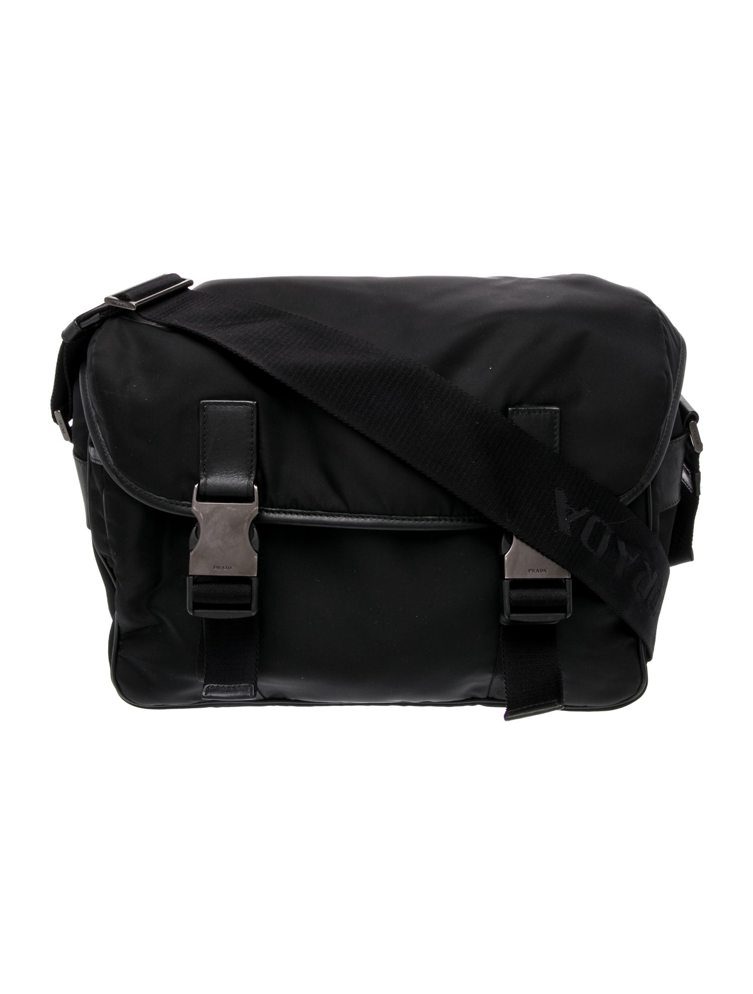 Prada Enameled Metal Triangle Messenger Bag