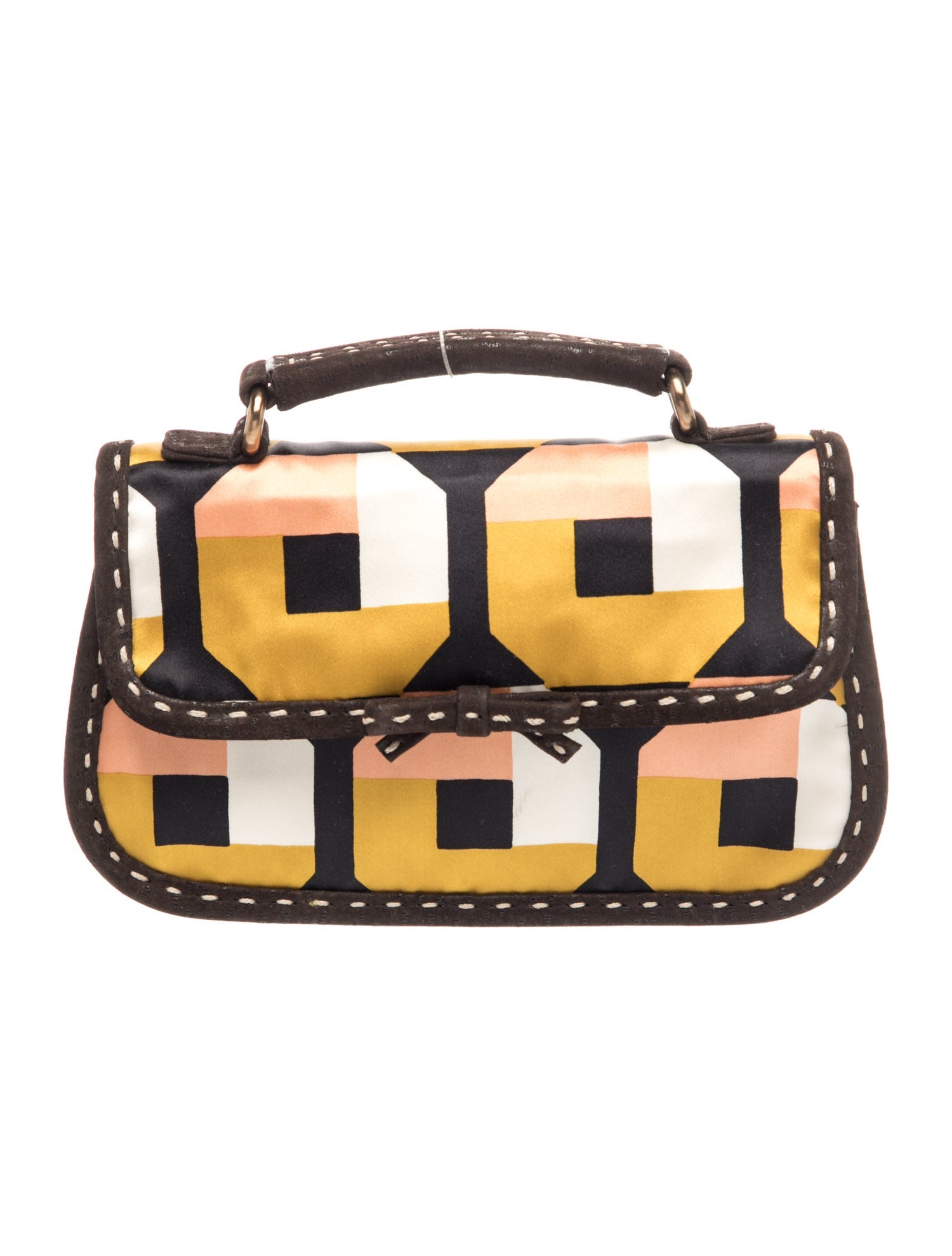 Prada Enameled Metal Triangle Top Handle Bag