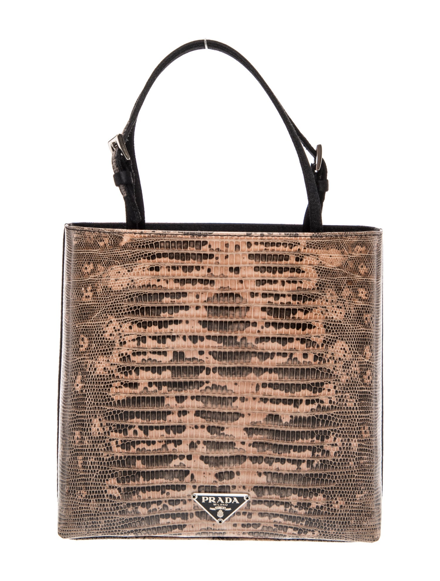 Prada Enameled Metal Triangle Top Handle Bag Vintage