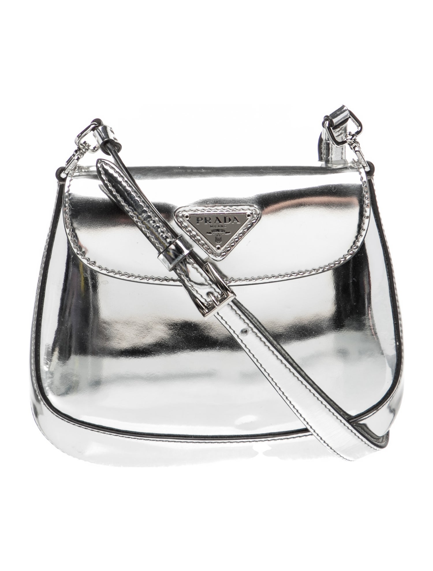 Prada Enameled Metal Triangle Cleo Mini