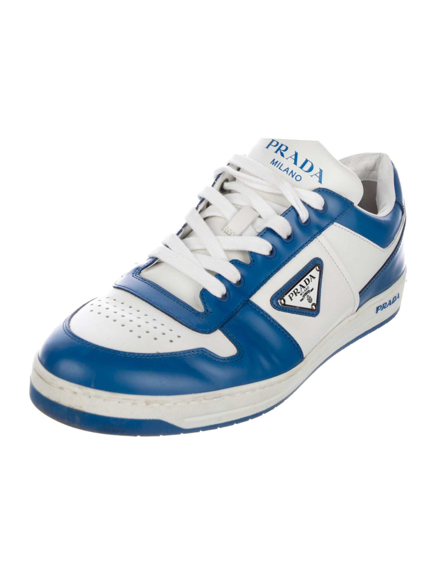 Prada Leather Colorblock Pattern Sneakers