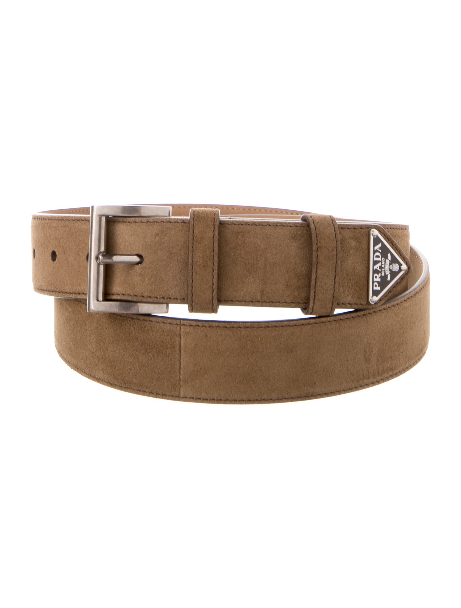 Prada Calfskin Enameled Metal Triangle Waist Belt