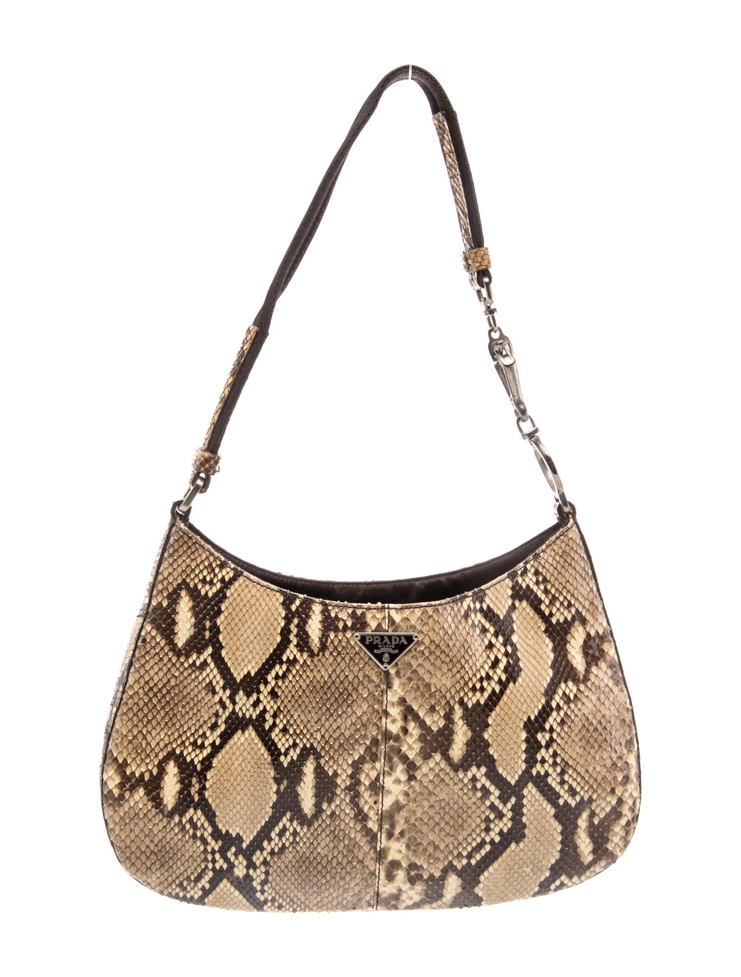 Prada Enameled Metal Triangle Python Cleo