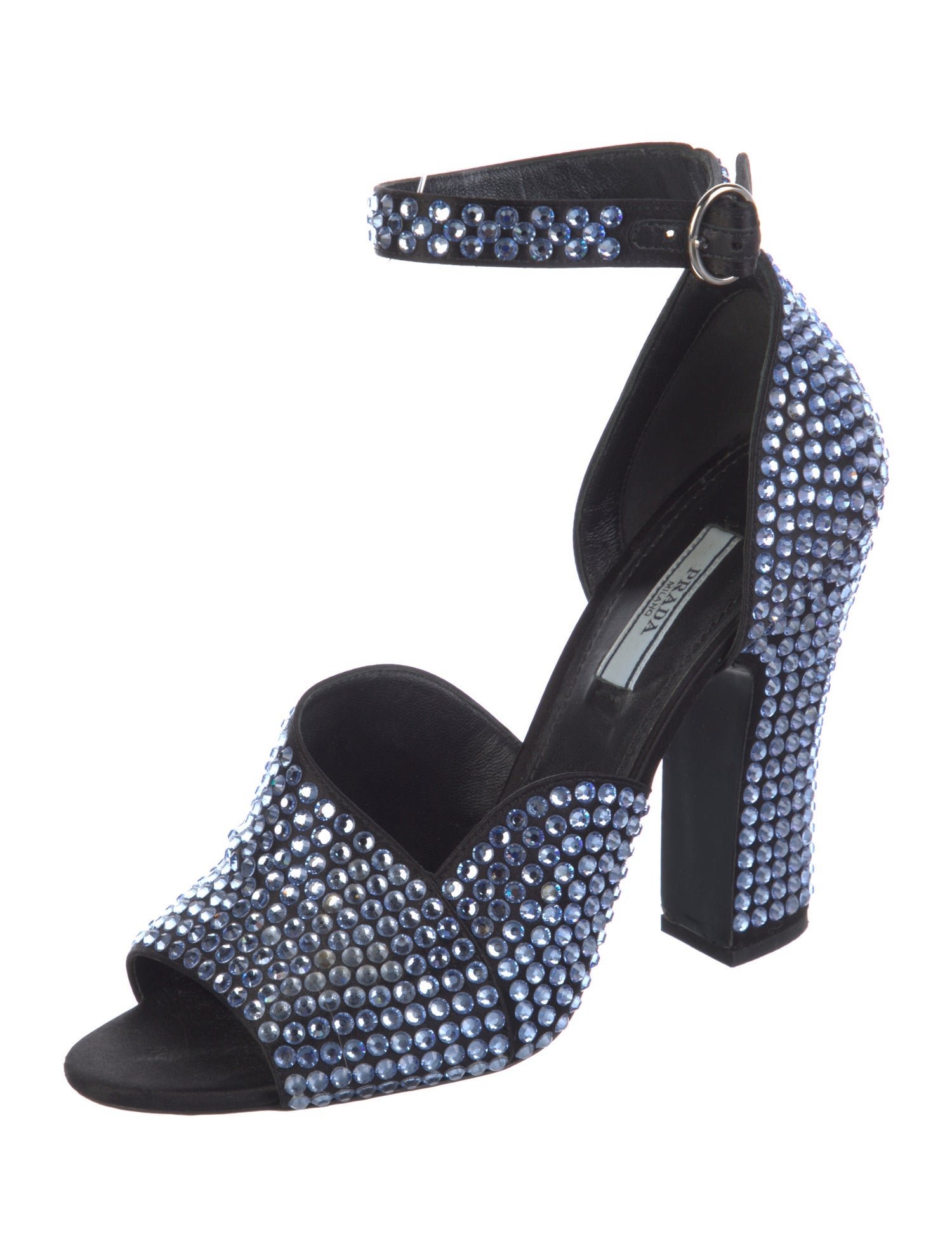 Prada Leather Crystal Embellishments D'Orsay Pumps