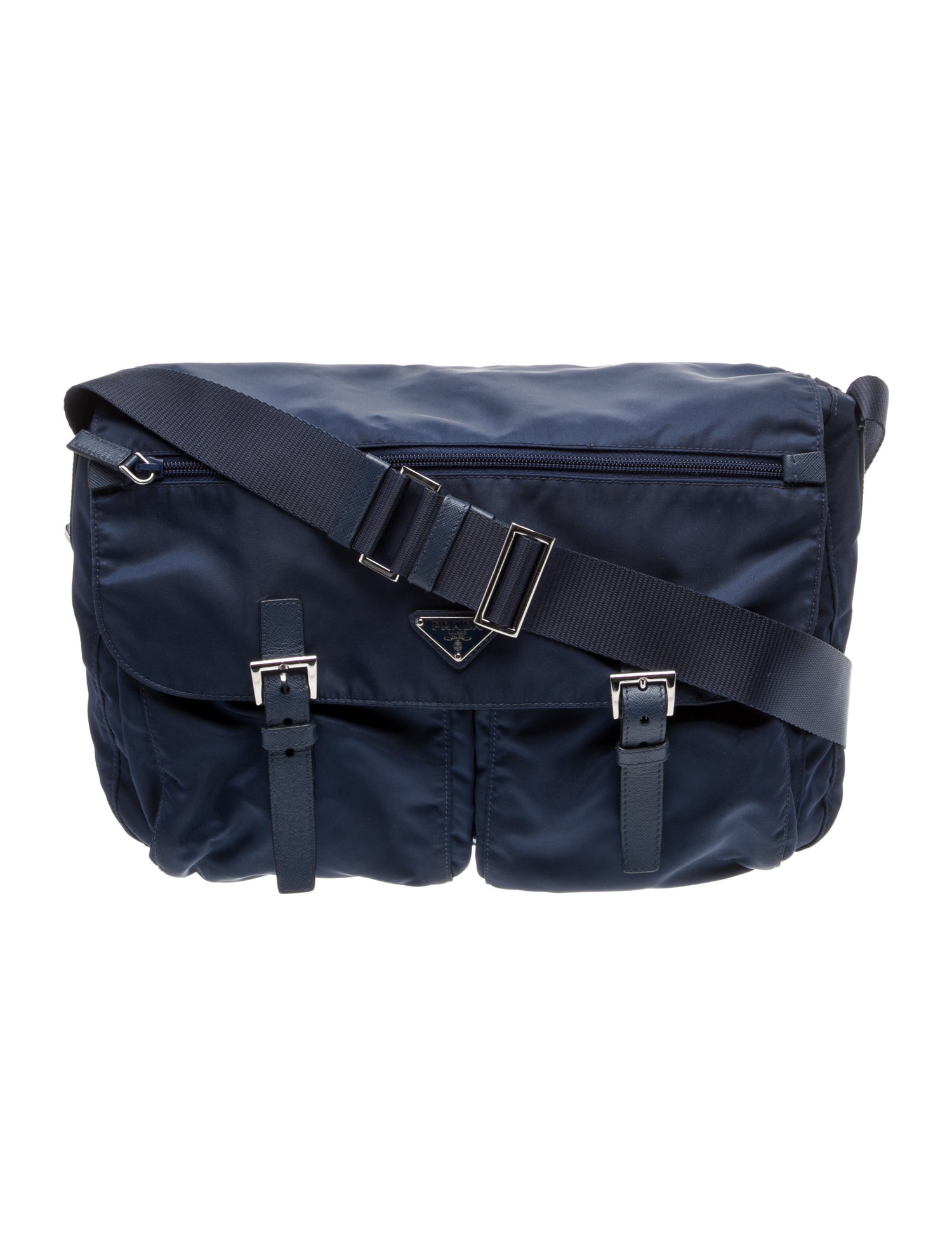 Prada Enameled Metal Triangle Messenger Bag