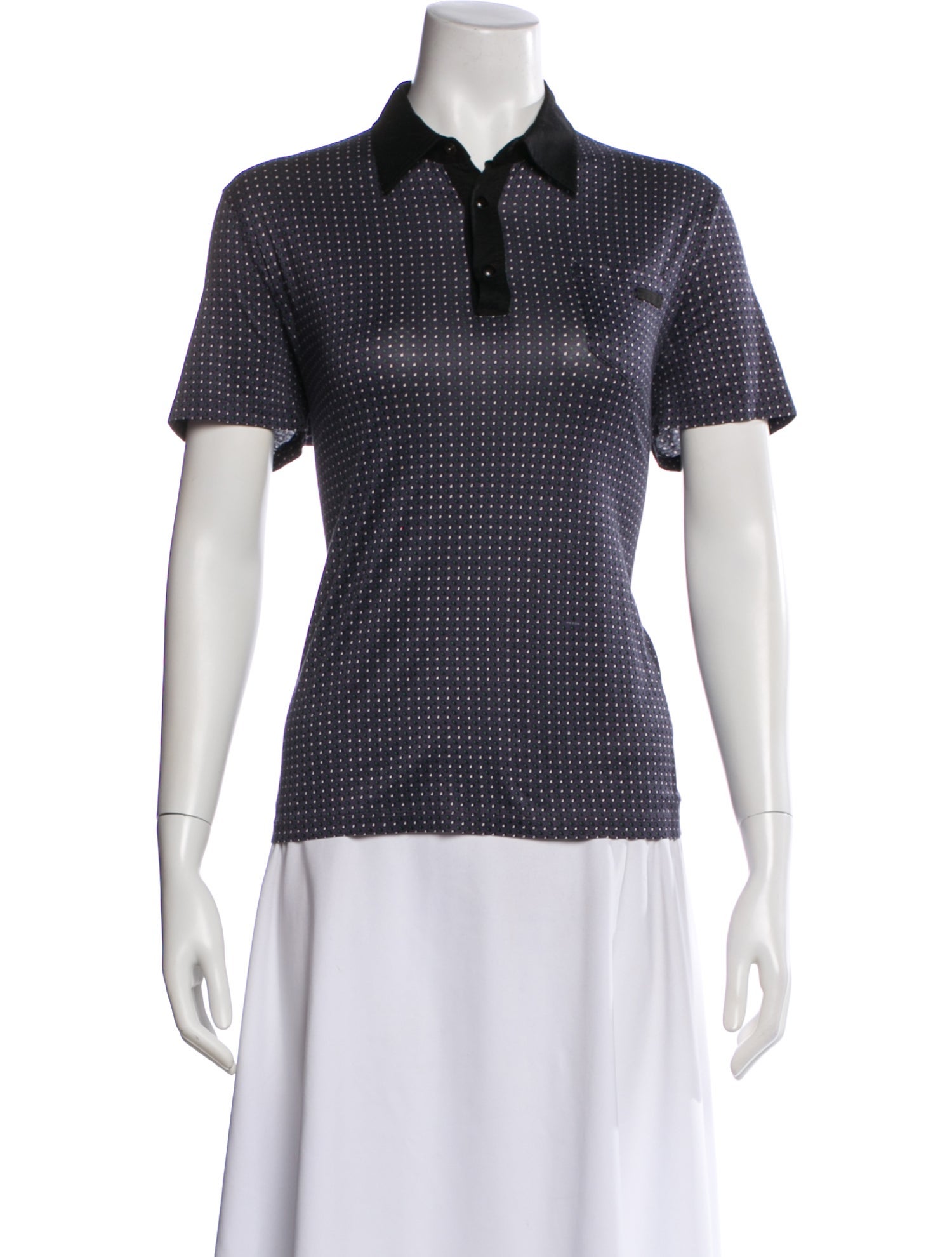 Prada Late 2000's - Early 2010's Polka Dot Print Polo Shirt