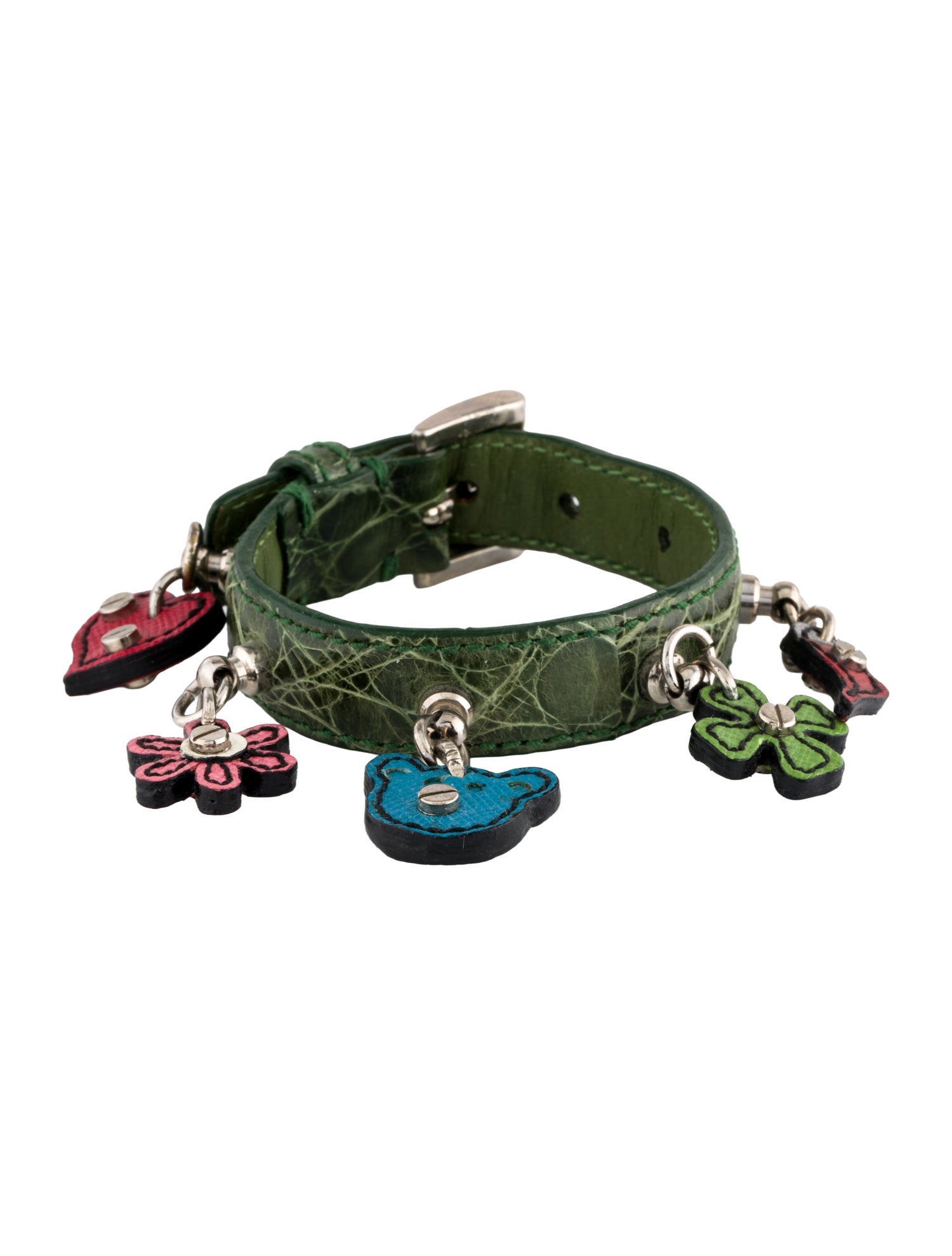 Prada Leather Charm Wrap Bracelet