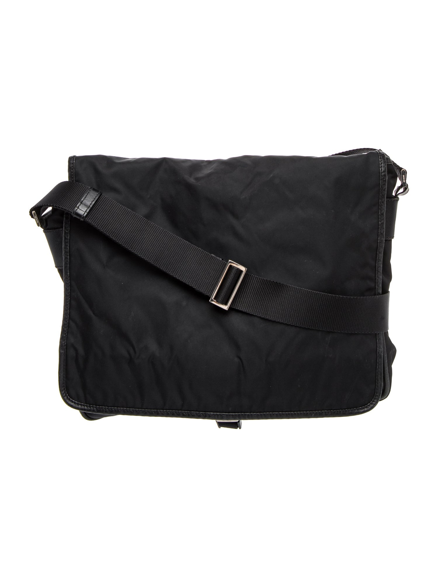 Prada Enameled Metal Triangle Messenger Bag