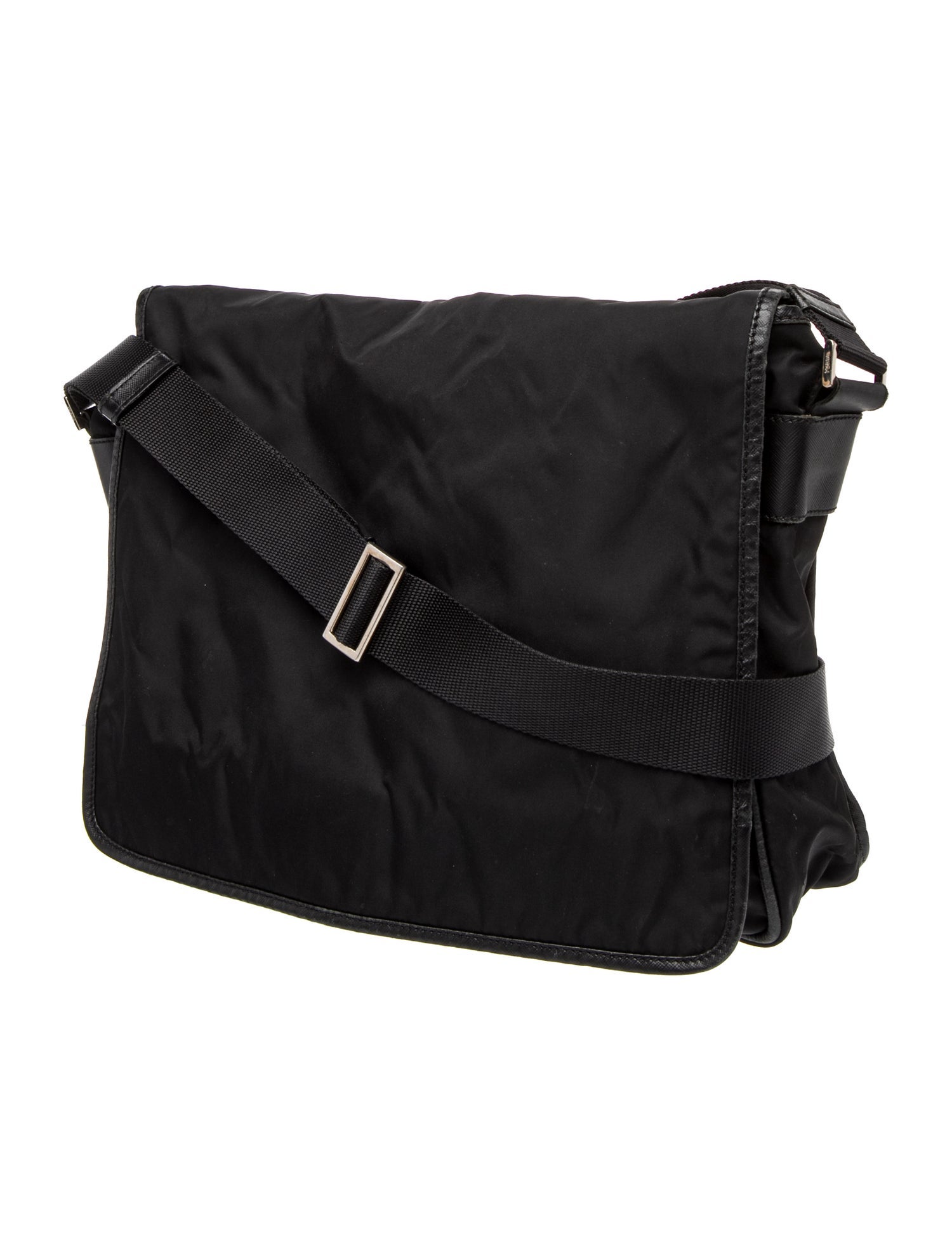 Prada Enameled Metal Triangle Messenger Bag