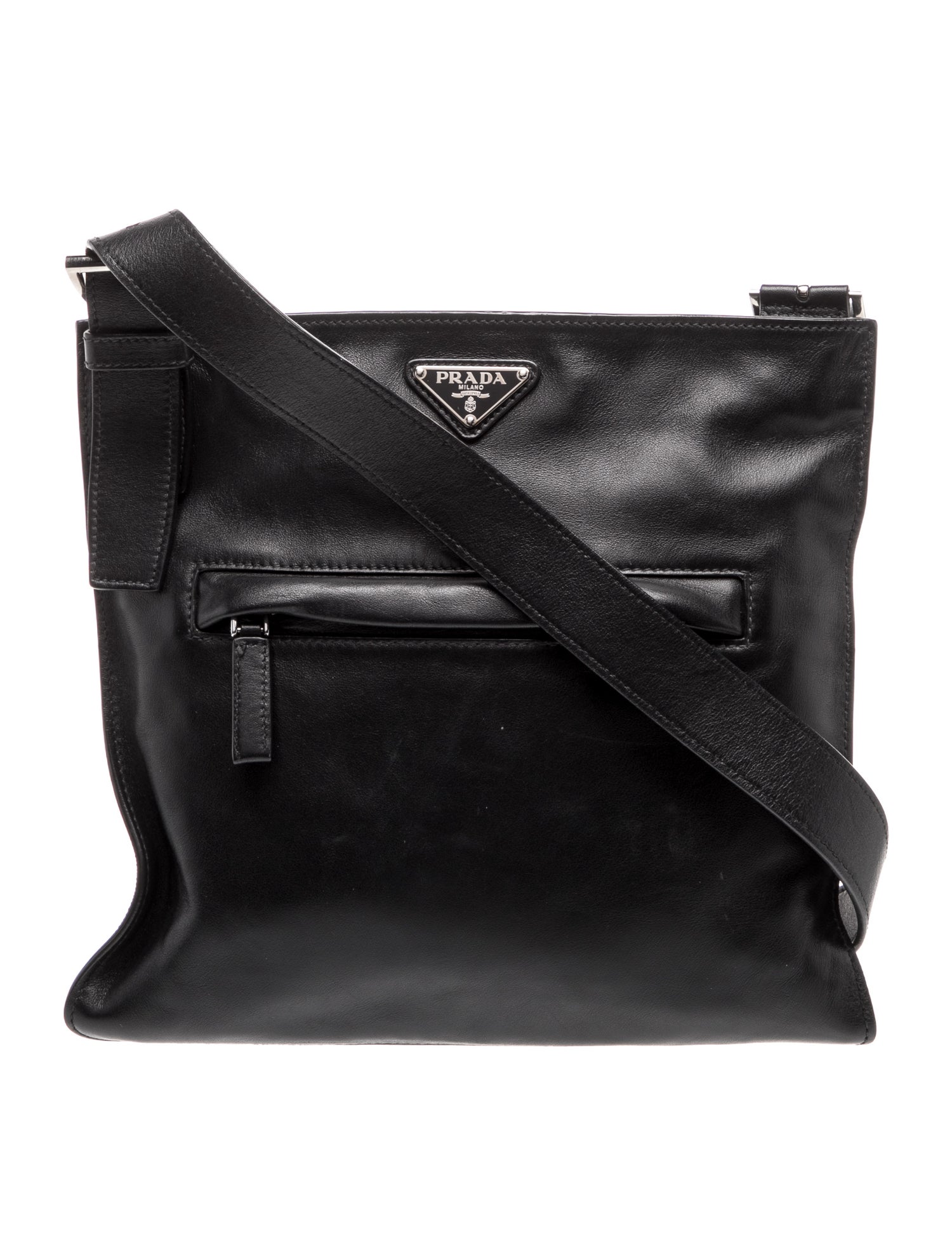 Prada Enameled Metal Triangle Messenger Bag