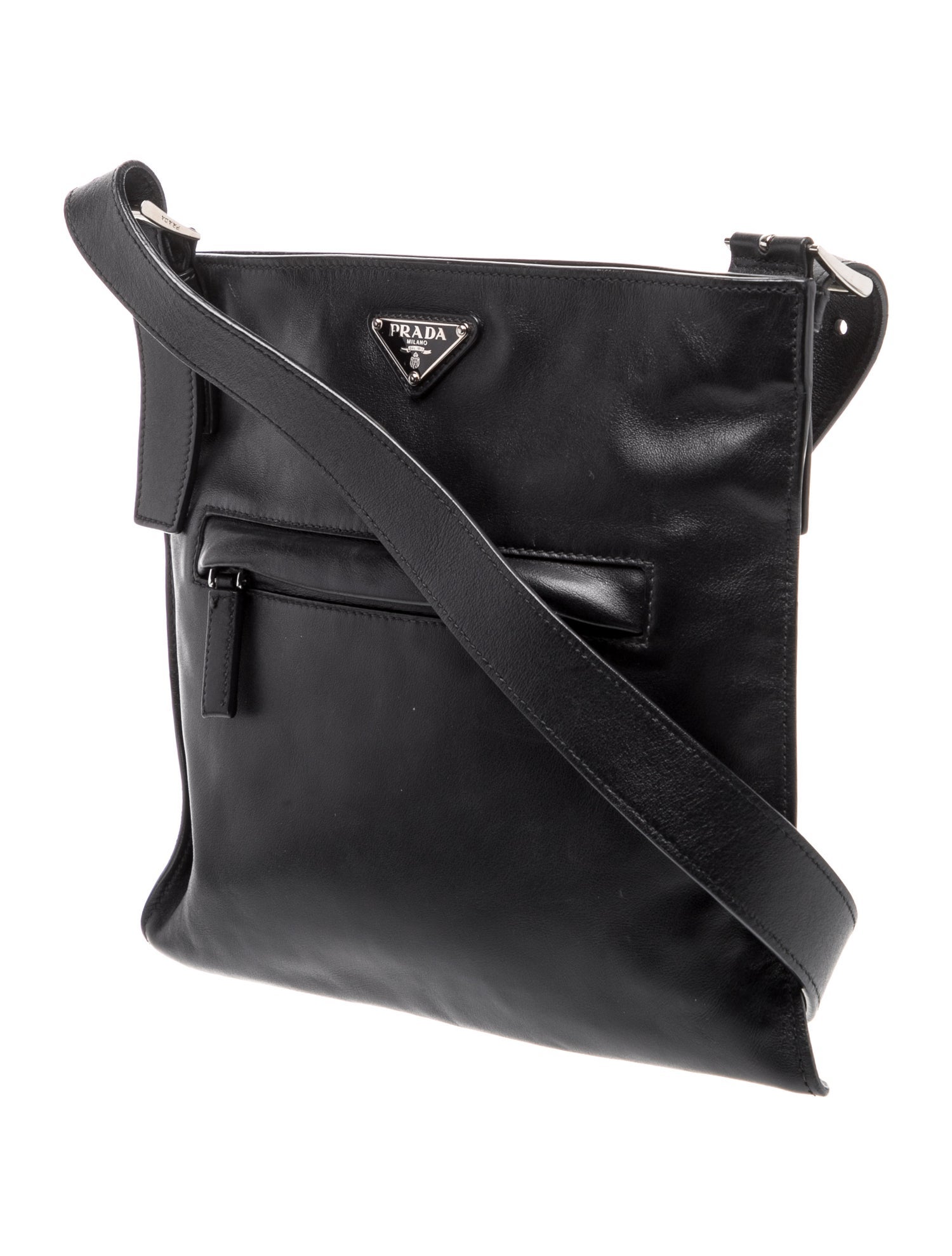 Prada Enameled Metal Triangle Messenger Bag