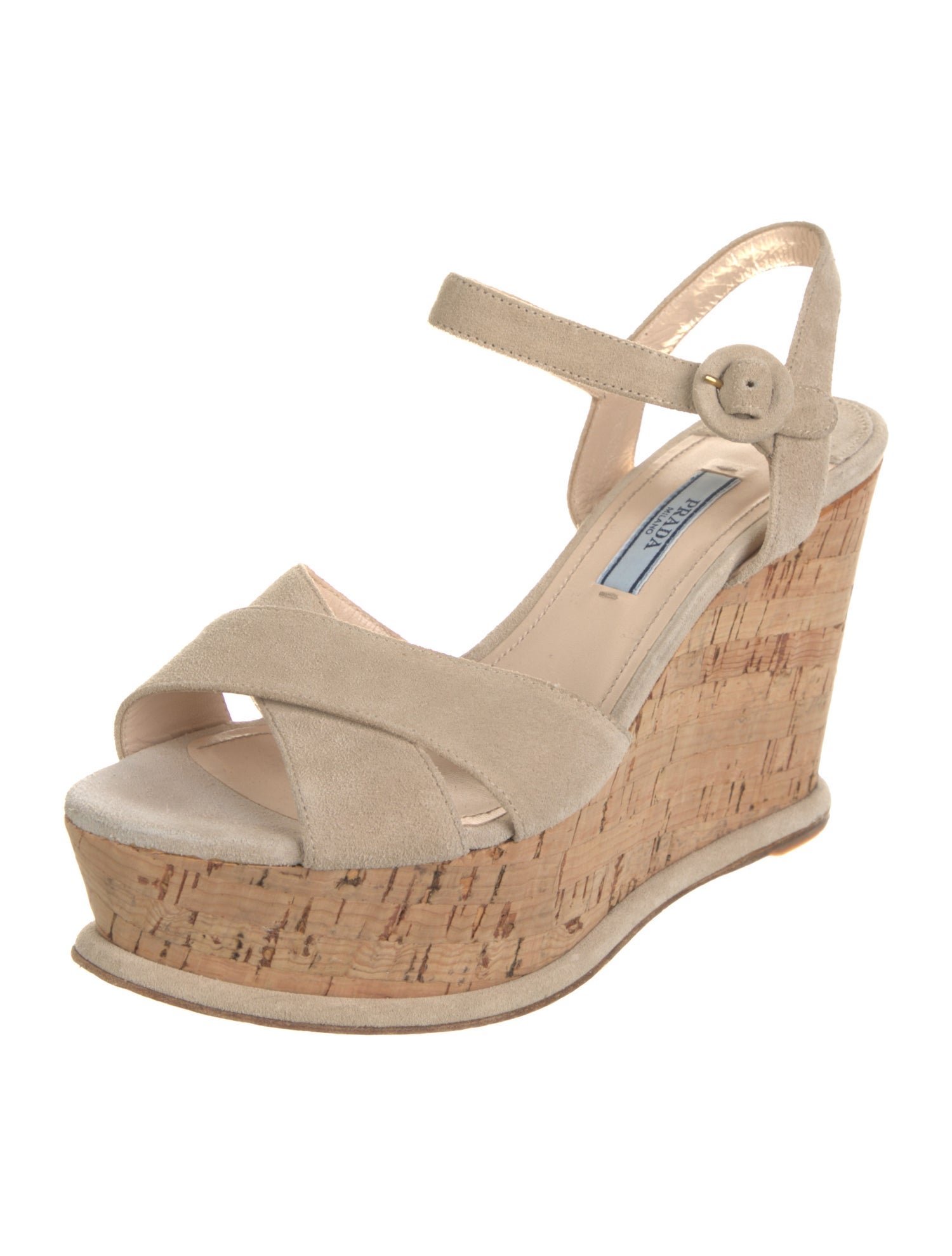 Prada Suede Colorblock Pattern Slingback Sandals