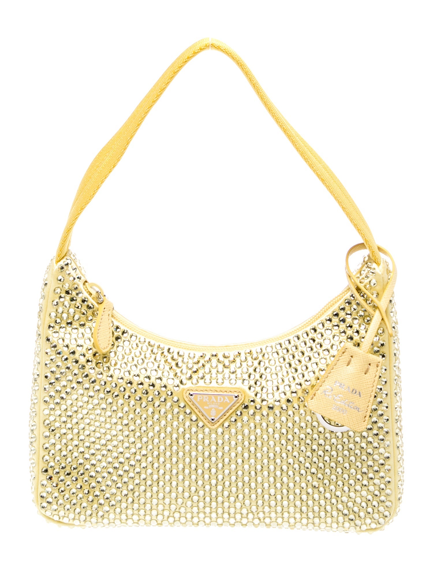 Prada Enameled Metal Triangle Shoulder Bag