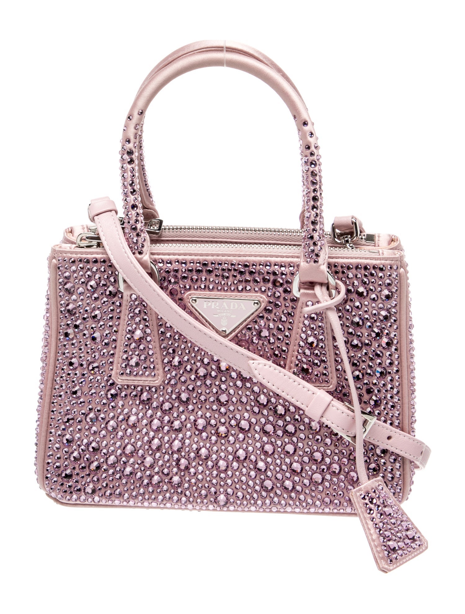 Prada Enameled Metal Triangle Galleria Double Zip