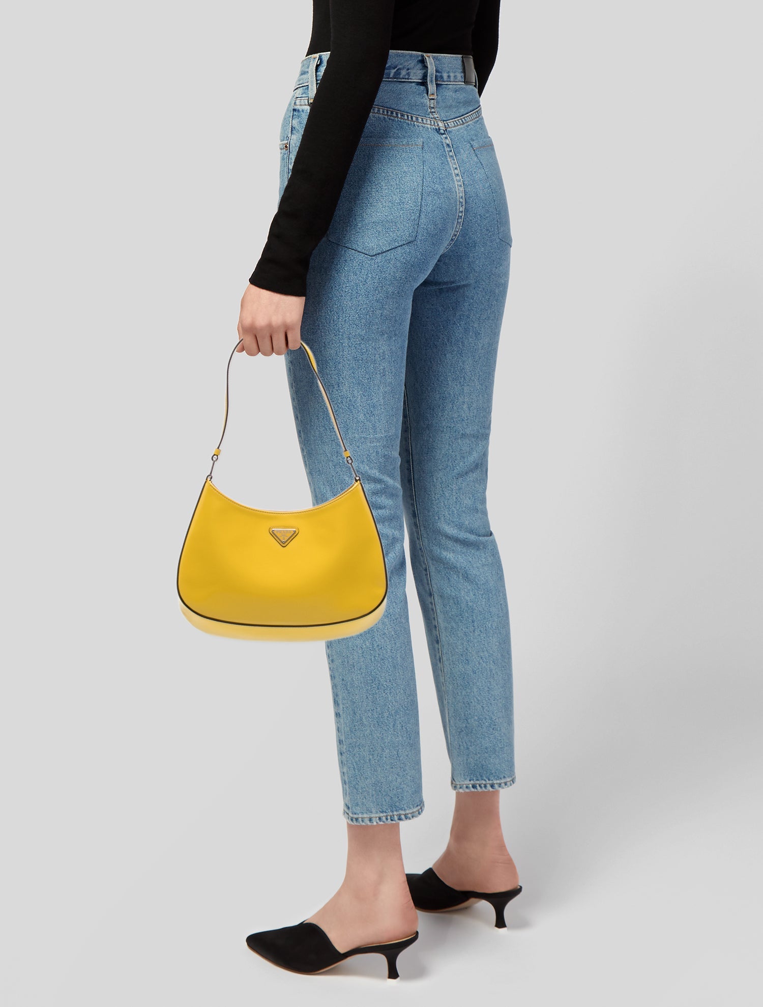 Prada Enameled Metal Triangle Cleo