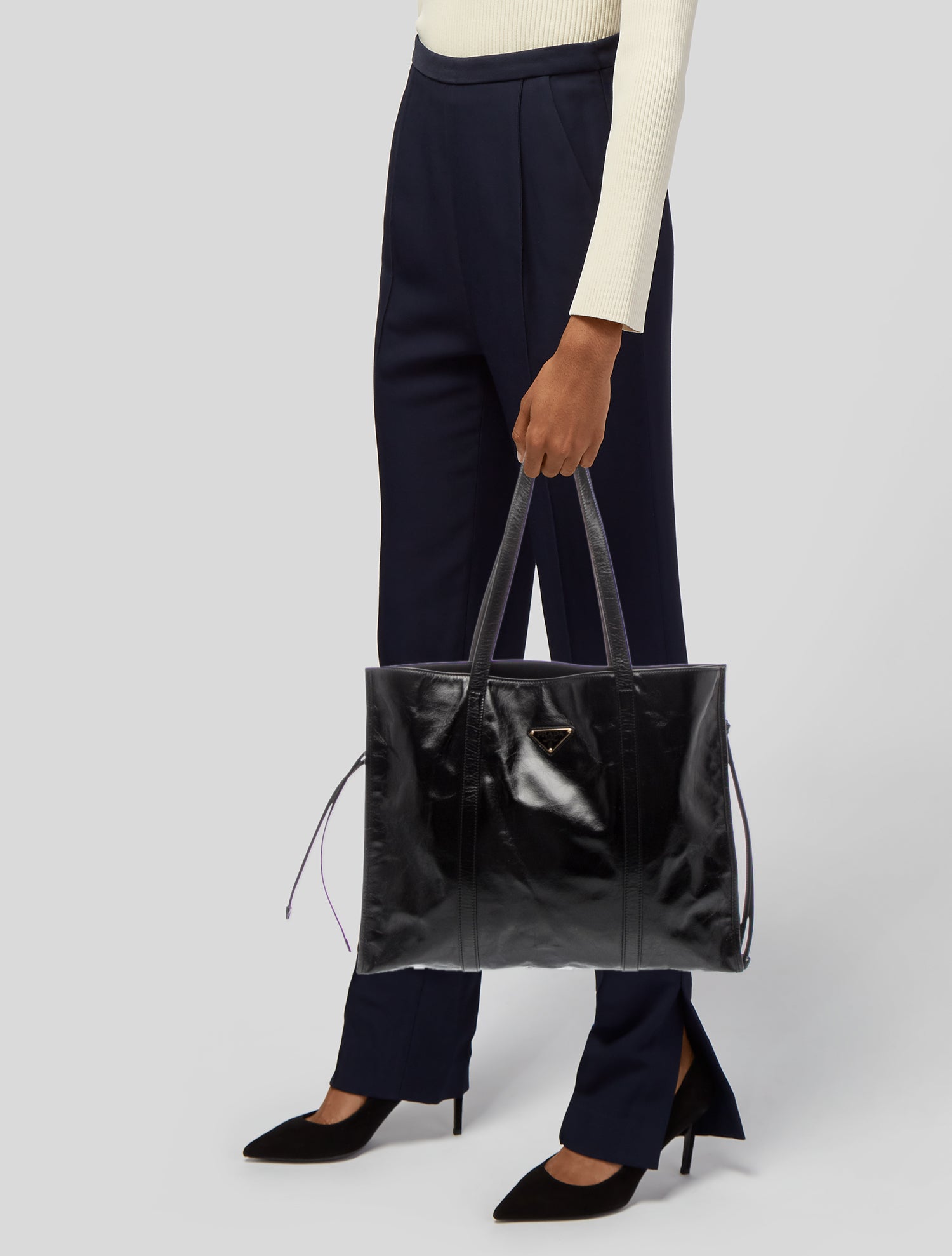 Prada Enameled Metal Triangle Tote 2025