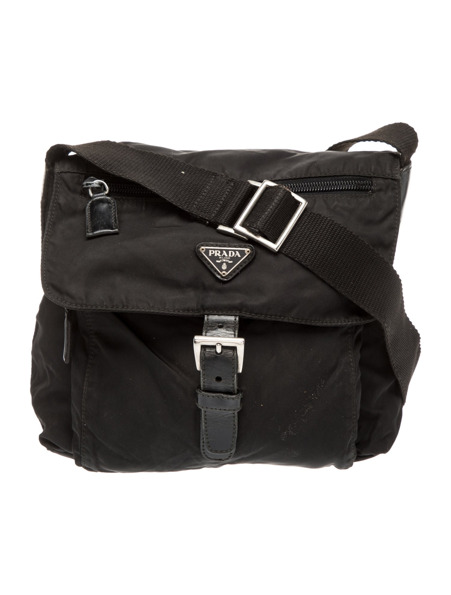 Prada Enameled Metal Triangle Messenger Bag Vintage