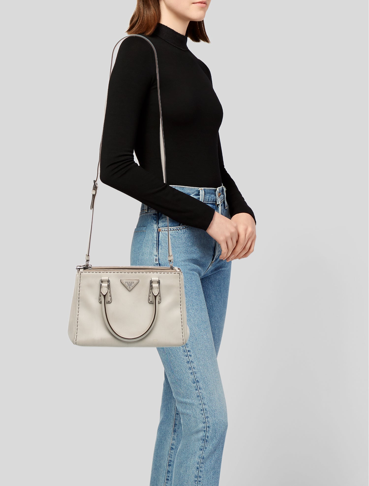 Prada Saffiano Leather Galleria Double Zip Small