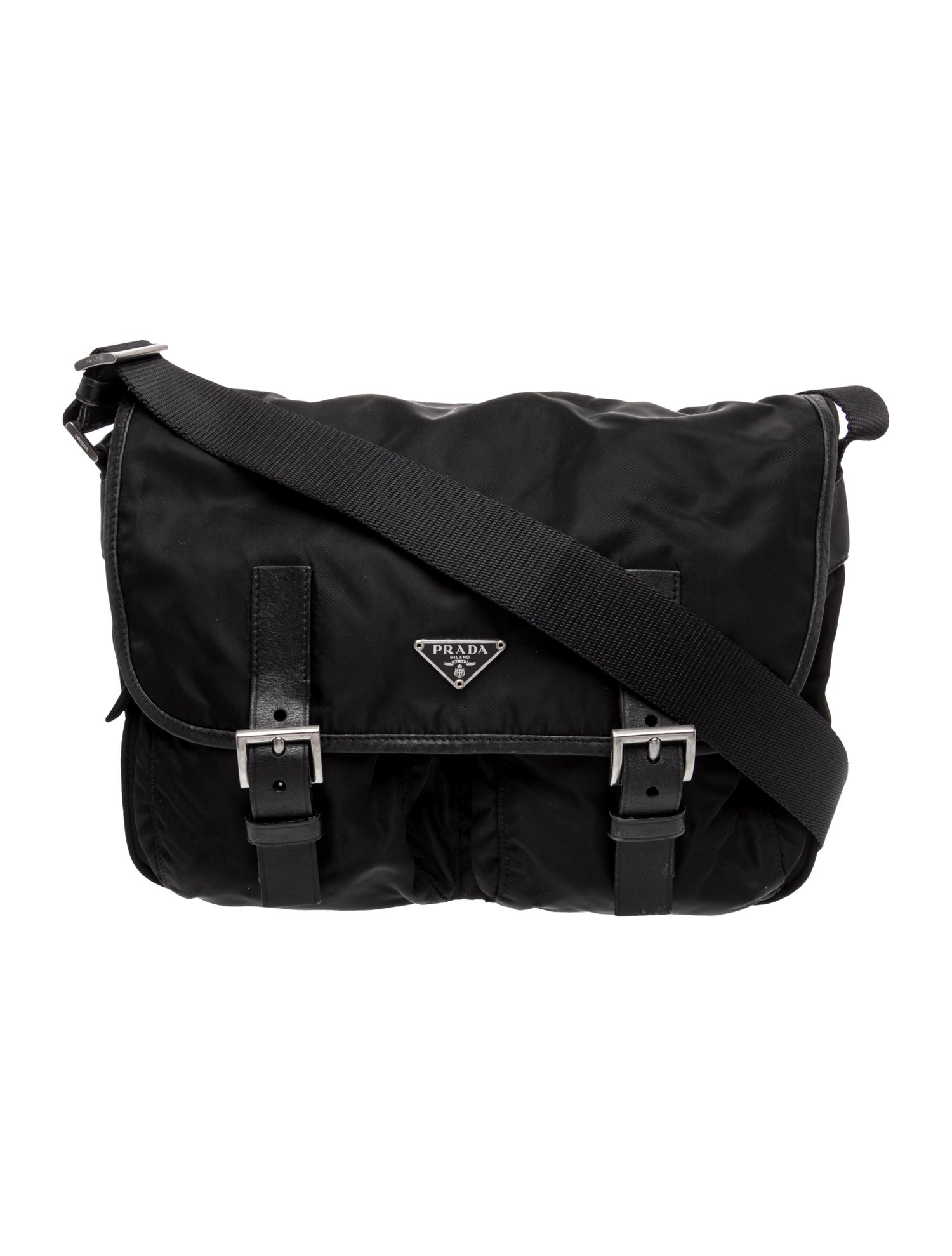 Prada Enameled Metal Triangle Messenger Bag
