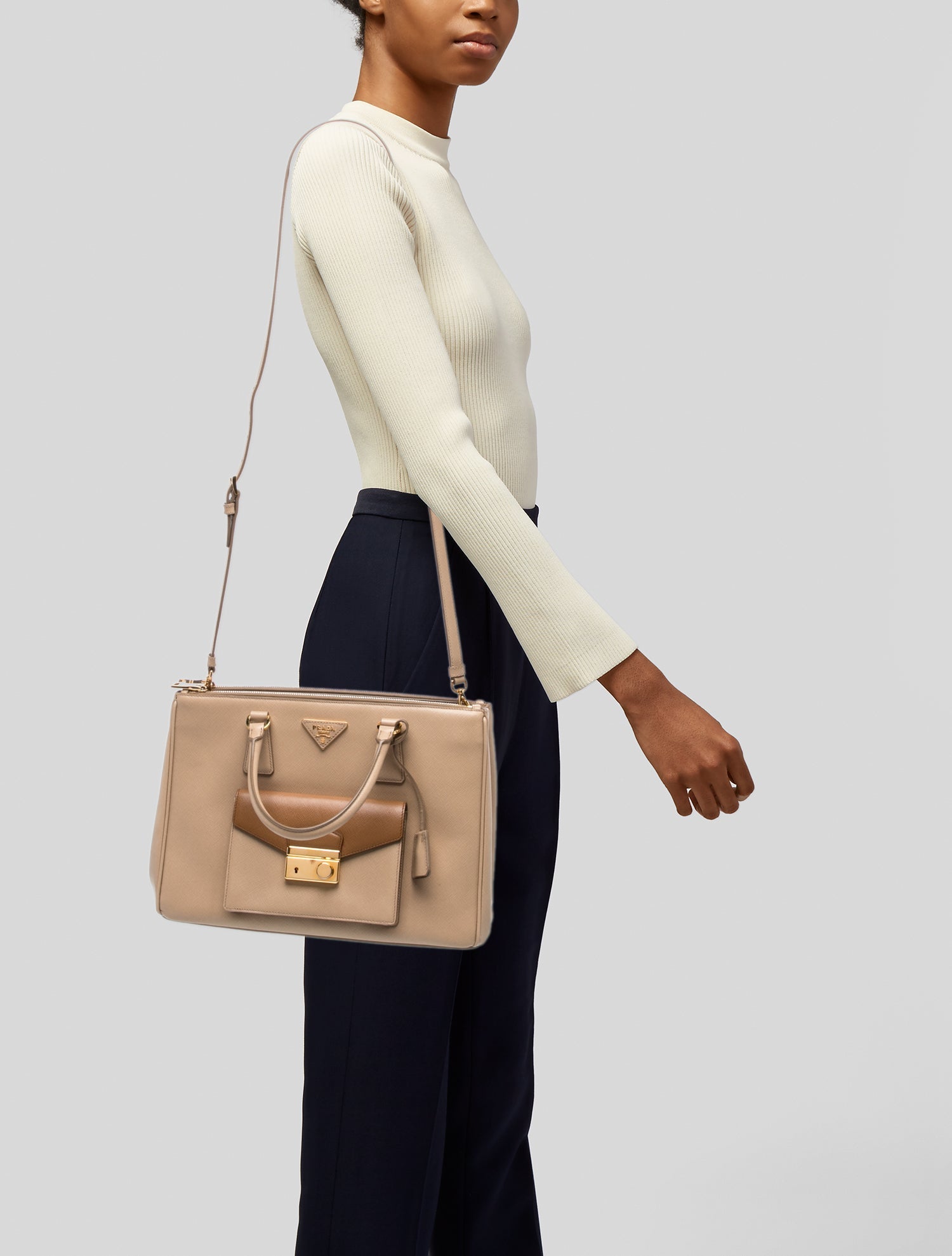 Prada Saffiano Leather Galleria Double Zip Medium