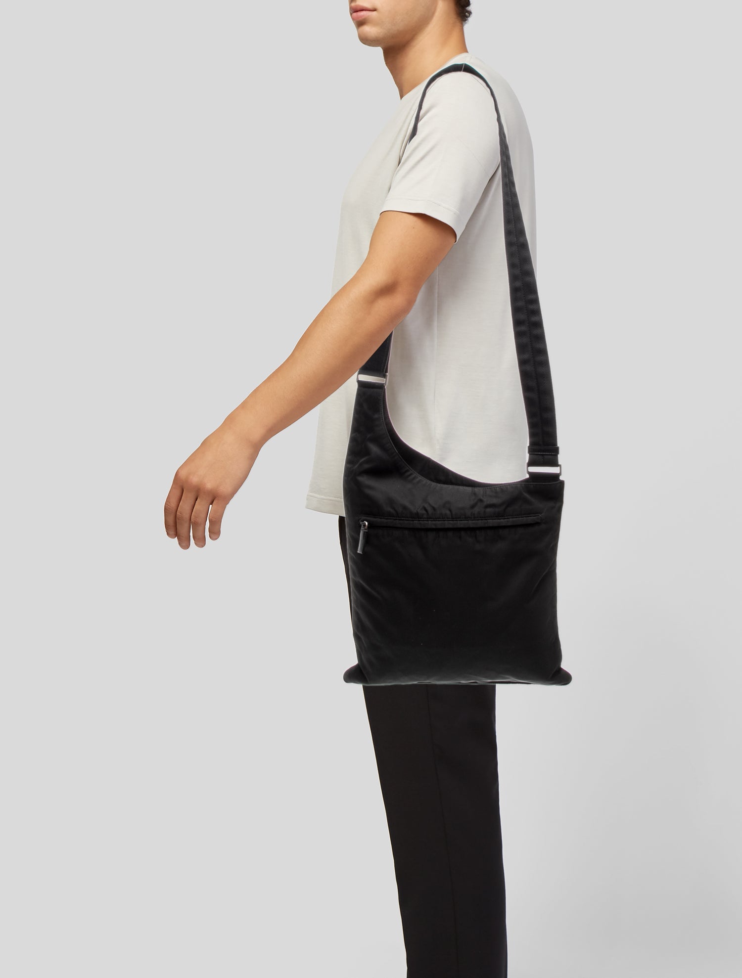 Prada Enameled Metal Triangle Messenger Bag