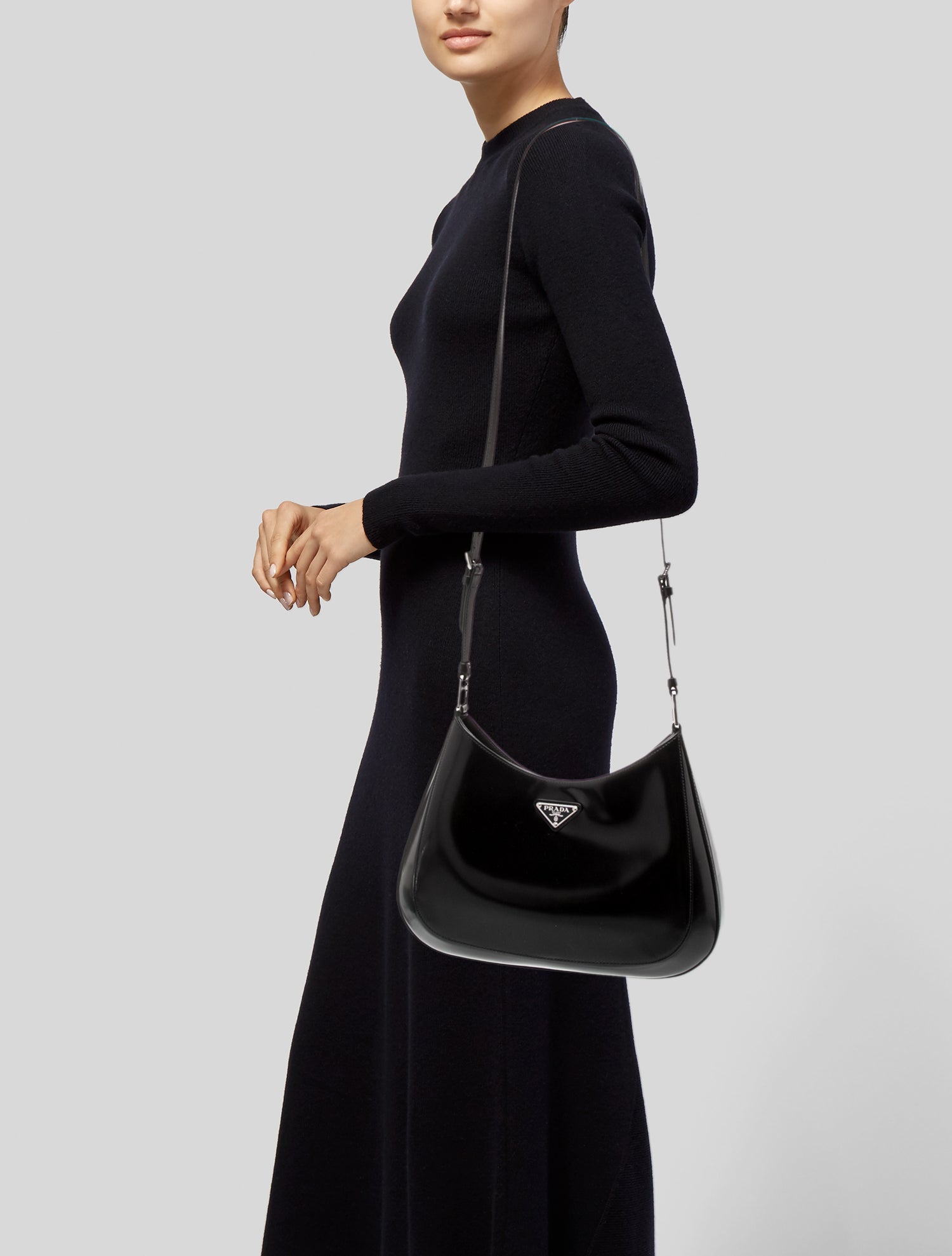 Prada Enameled Metal Triangle Cleo