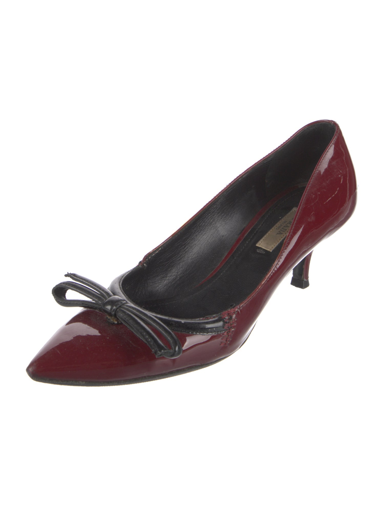 Prada Patent Leather Bow Accents Pumps