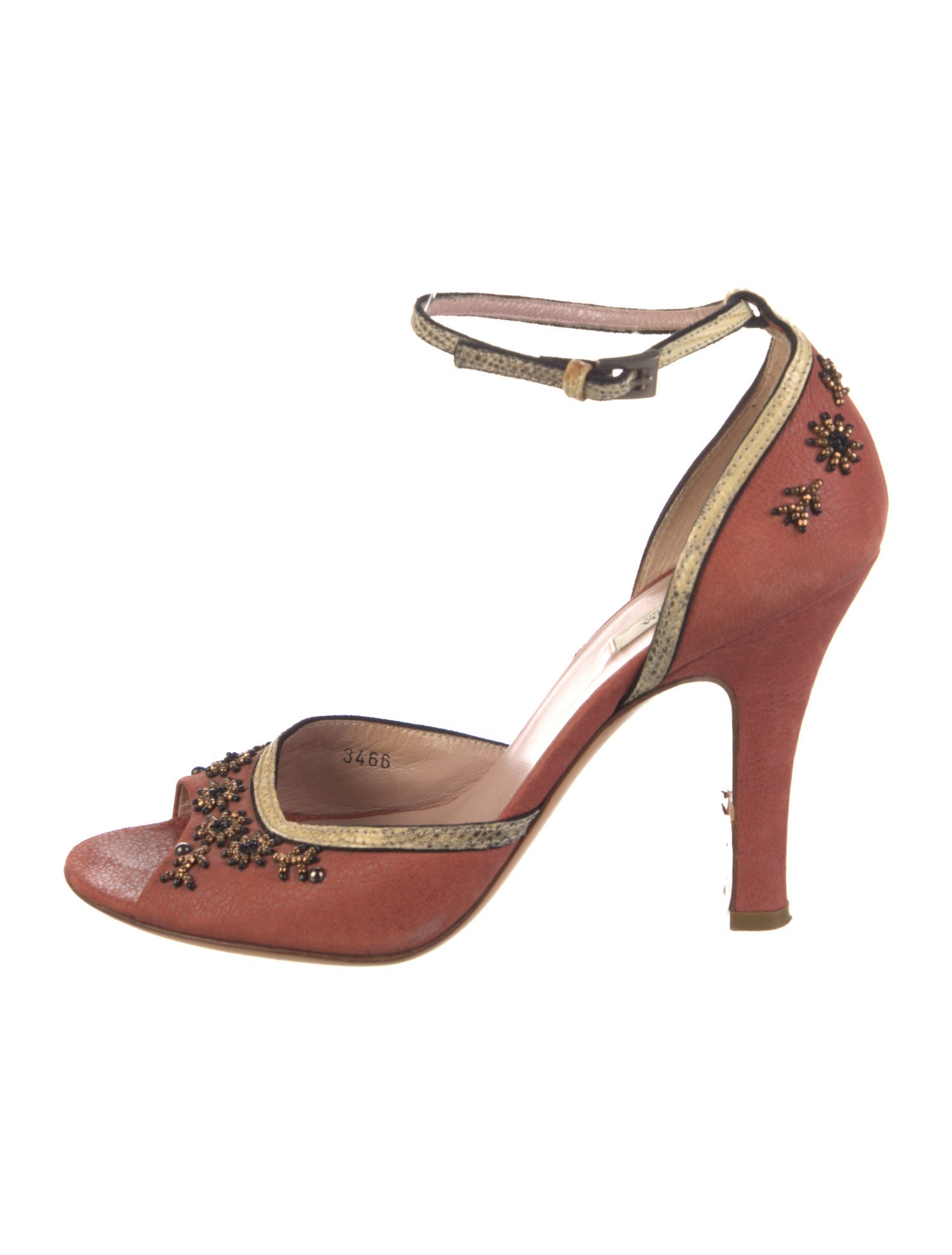 Prada Suede Beaded Accents Sandals