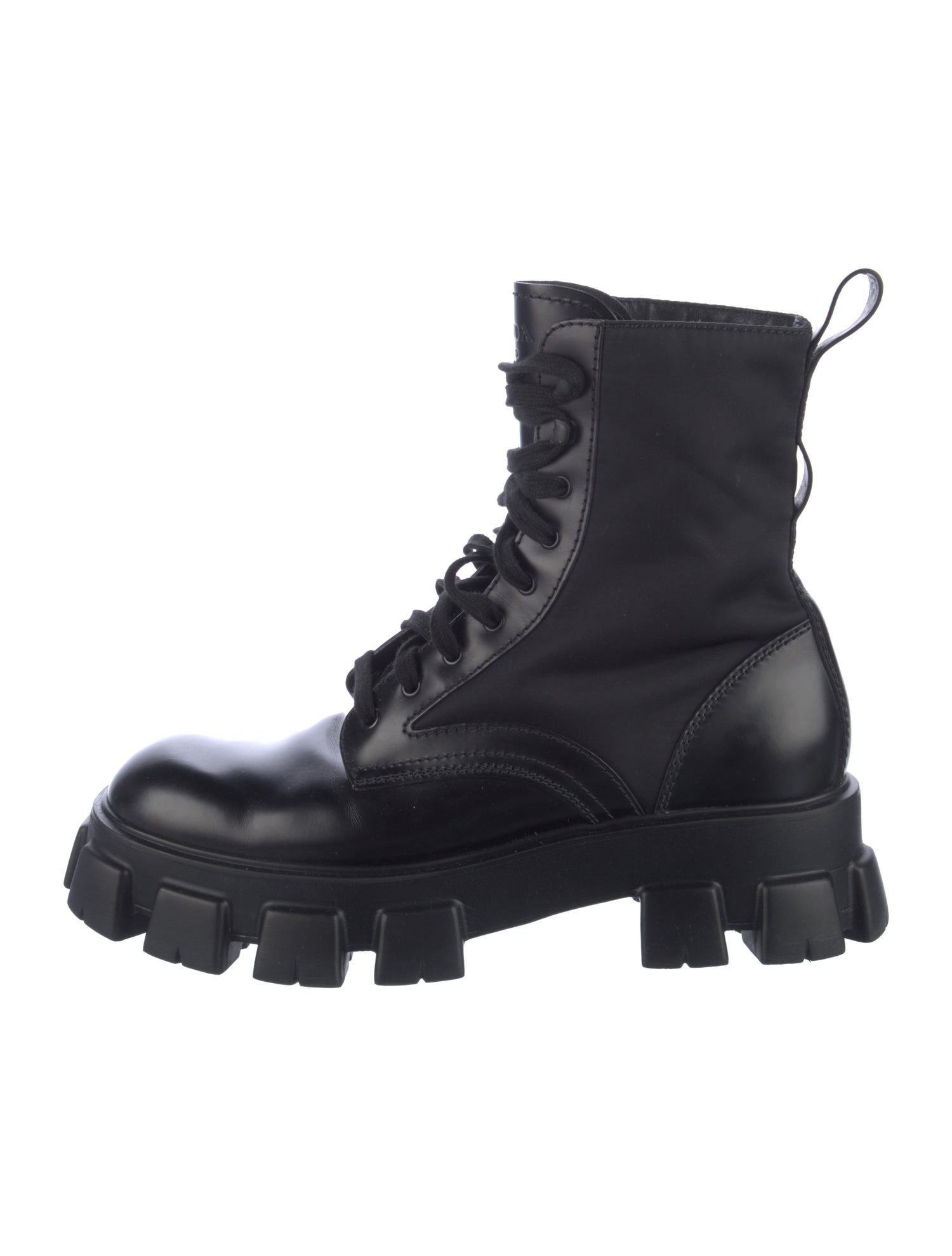 Prada Monolith Leather Combat Boots
