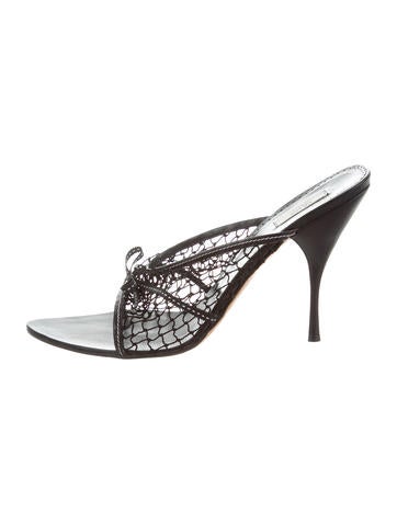 Prada Fishnet Slide Sandals