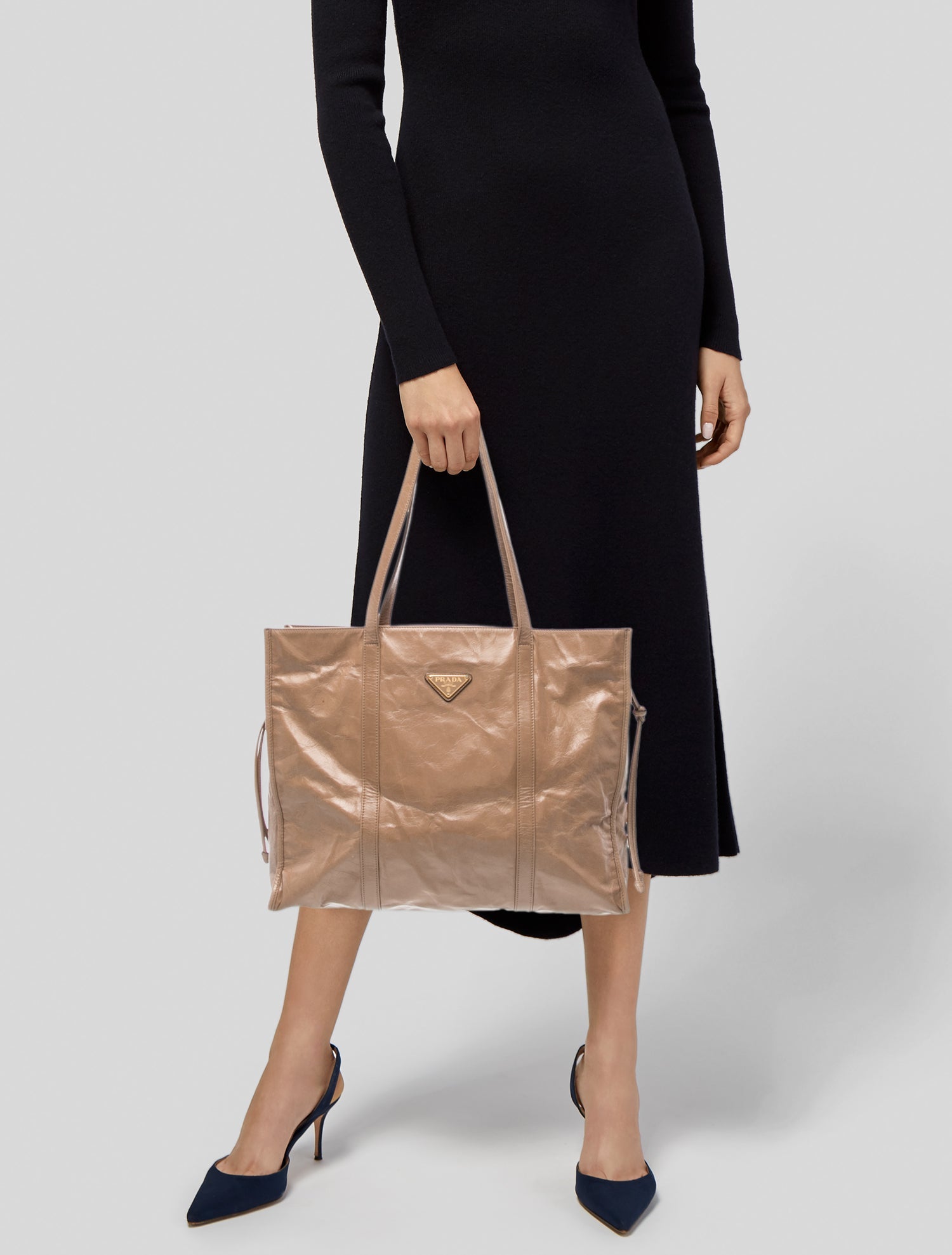 Prada Enameled Metal Triangle Tote 2023-2024
