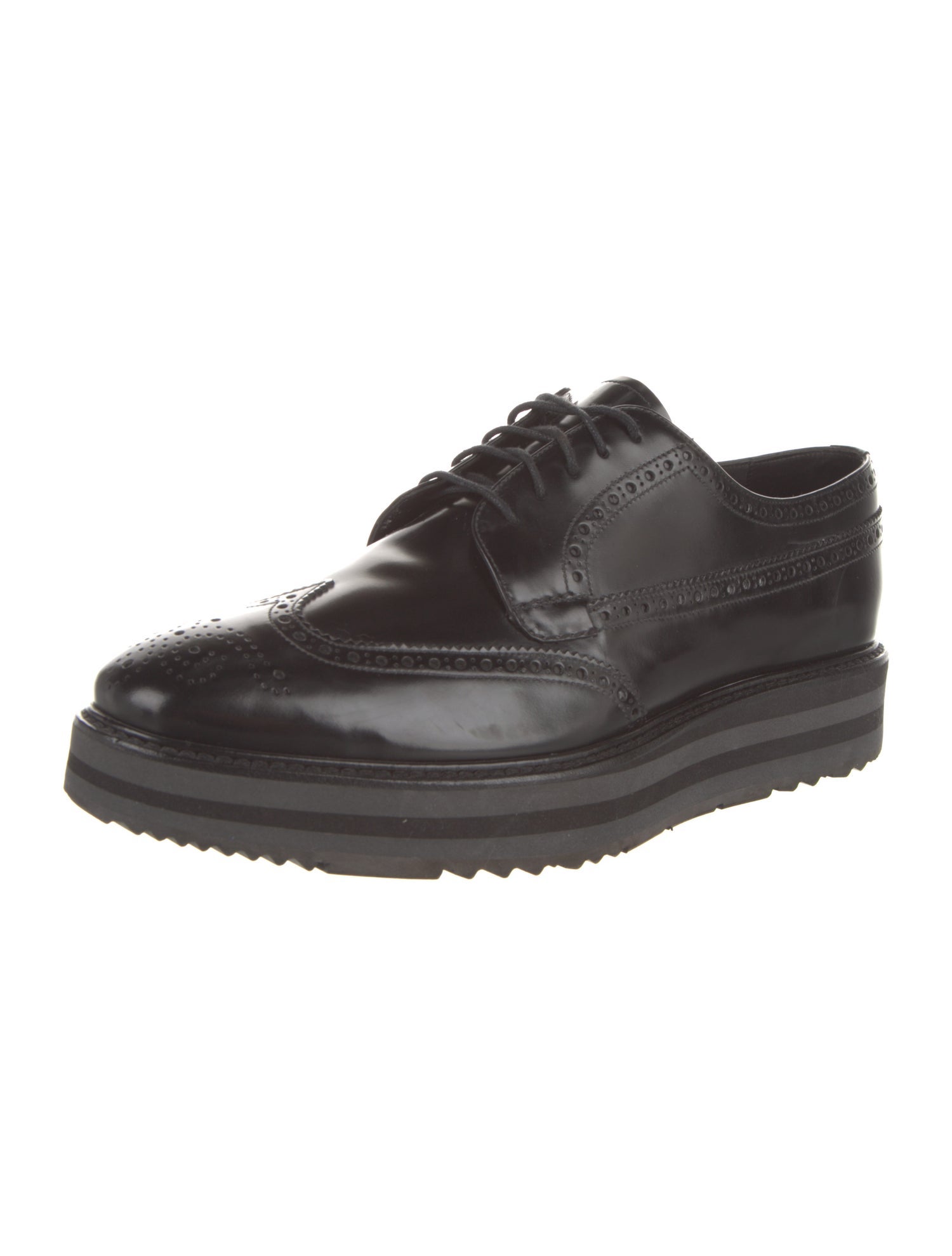 Prada Leather Eyelet Trim Brogues