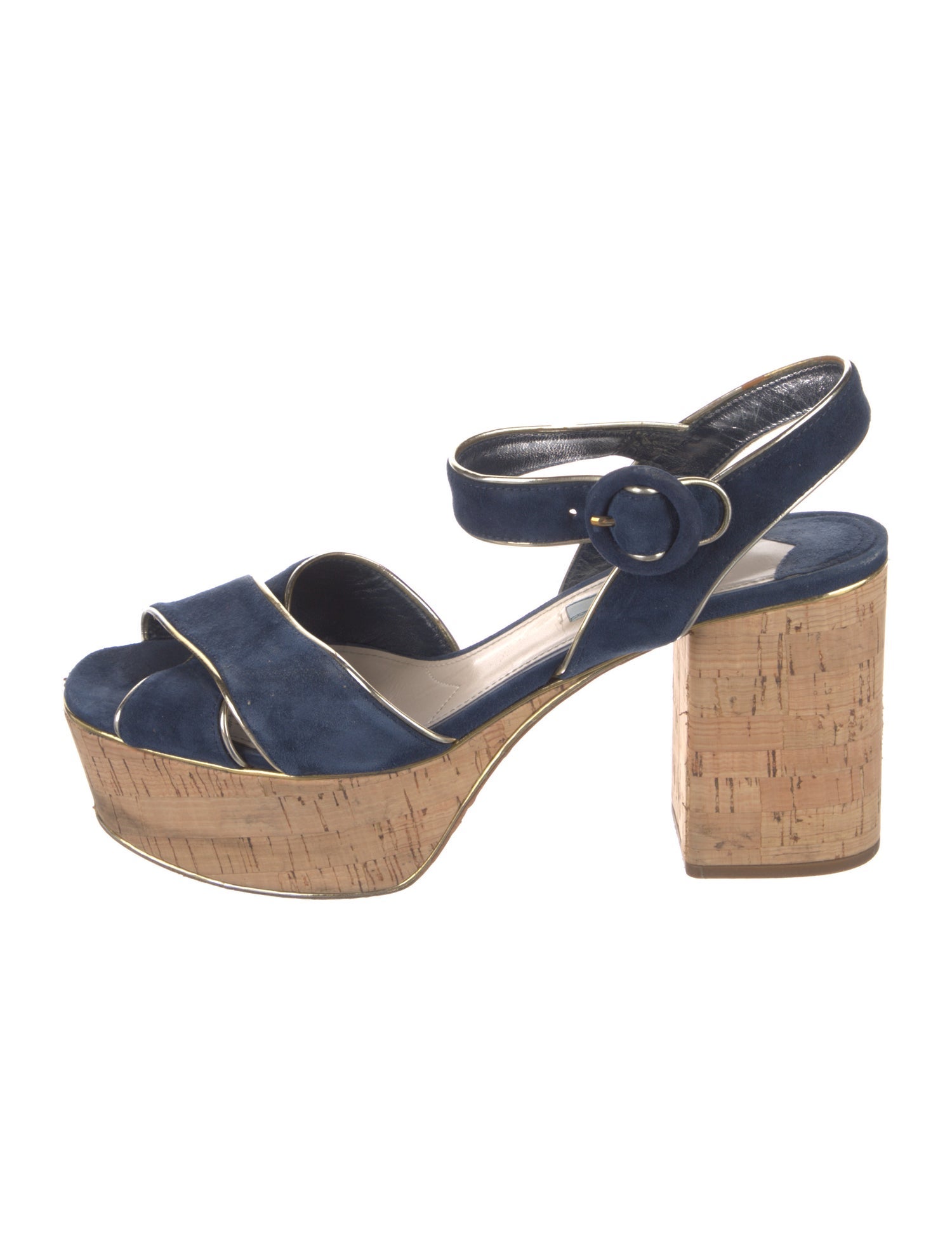 Prada Suede Leather Trim Embellishment Sandals