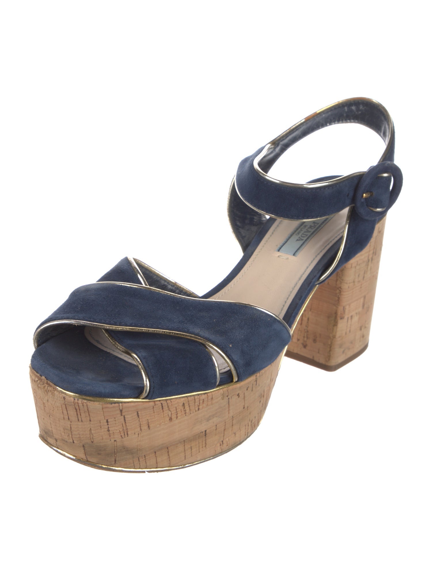 Prada Suede Leather Trim Embellishment Sandals