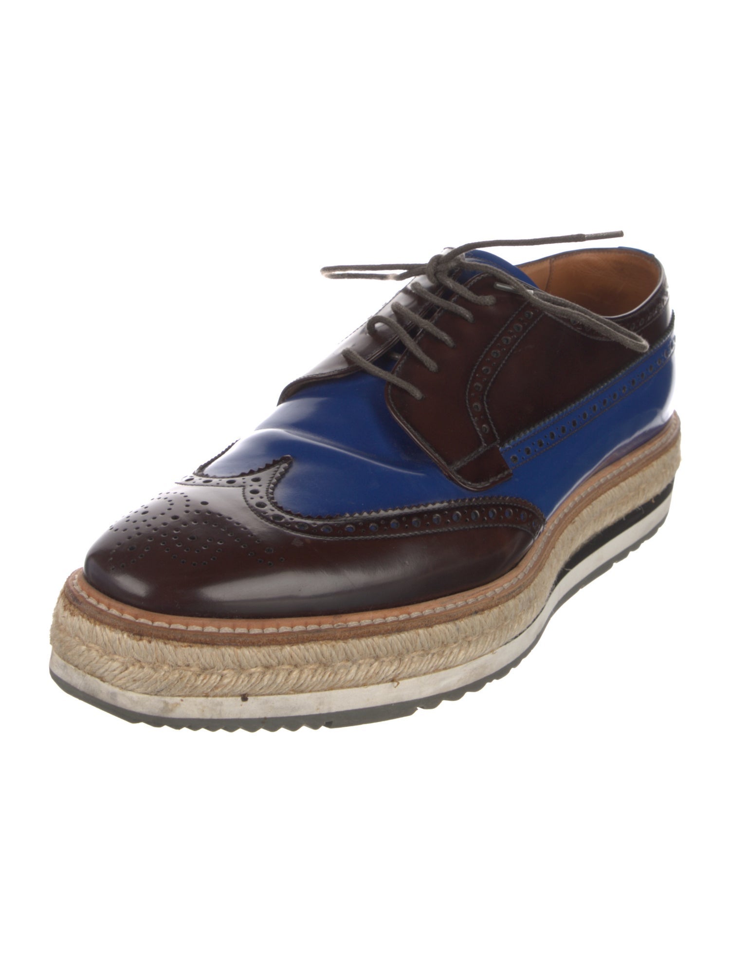 Prada Leather Braided Accents Brogues