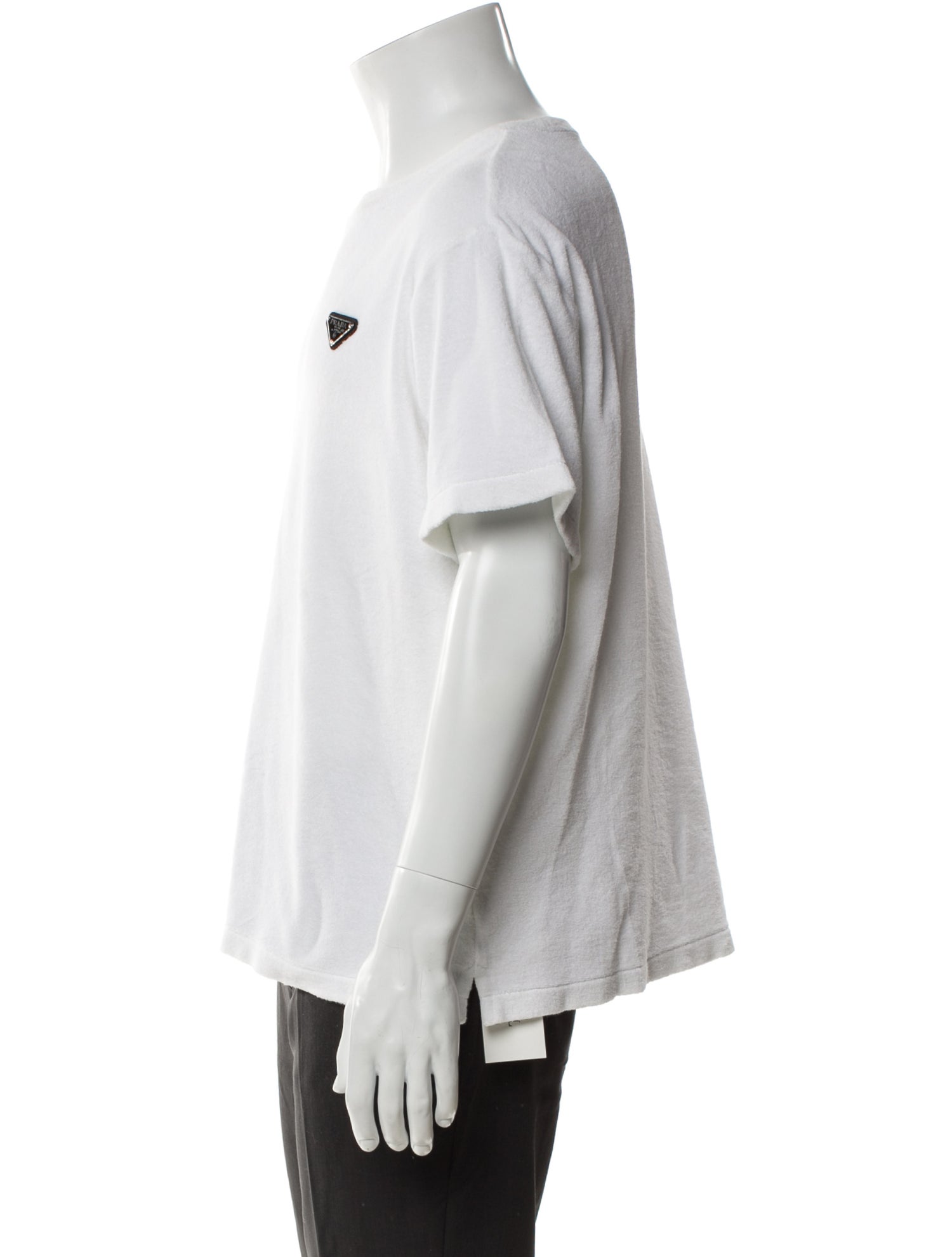 Prada Enameled Metal Triangle Crew Neck T-Shirt