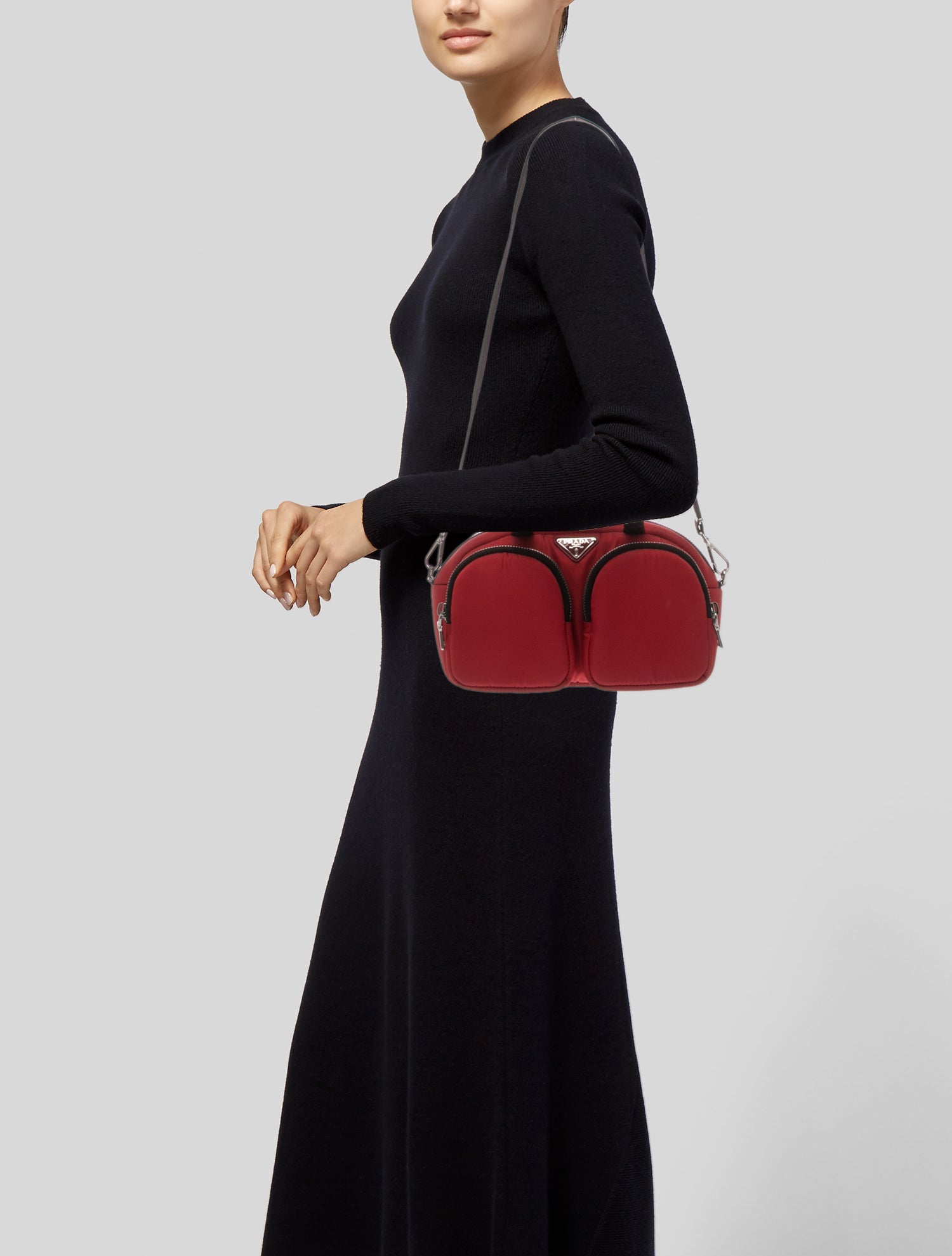 PRADA バーガンディ ドローストリングバッグ Prada Tessuto Nylon