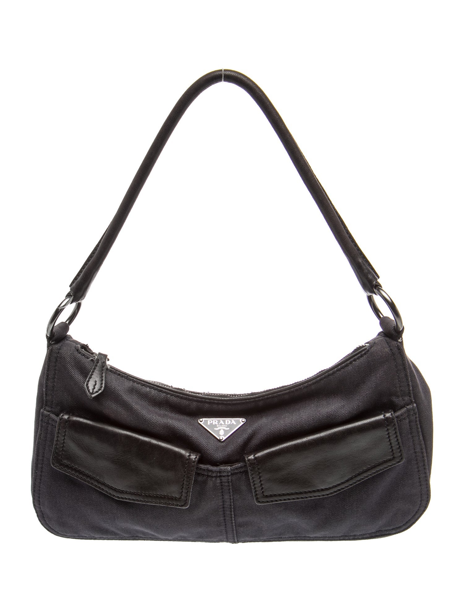 Prada Enameled Metal Triangle Shoulder Bag