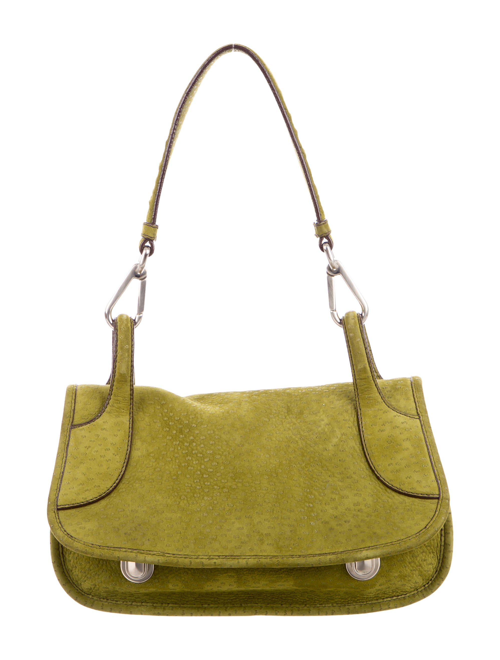 Prada Green Suede Shoulder Bag Handbags PRA121708 The RealReal