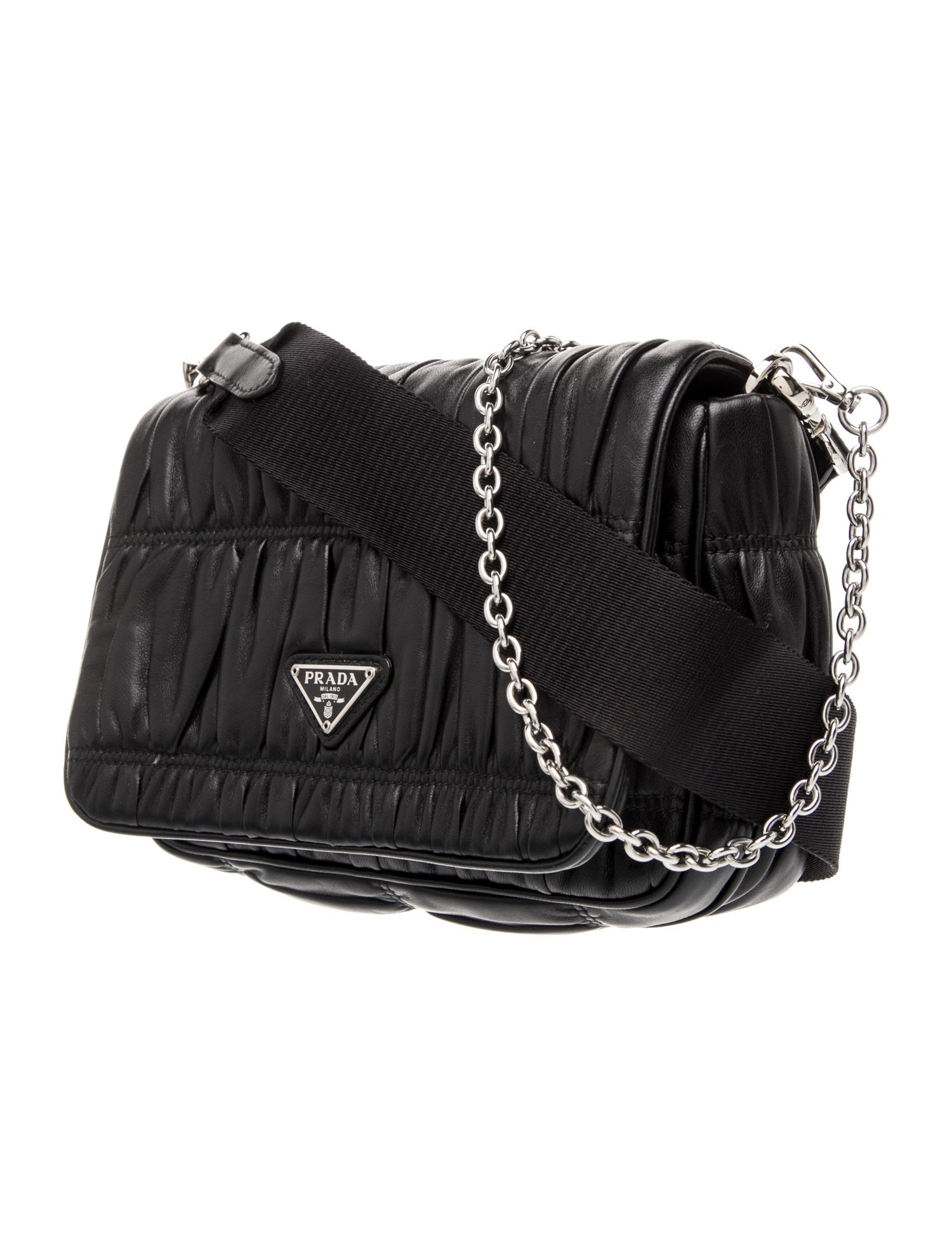Prada Enameled Metal Triangle Crossbody Bag