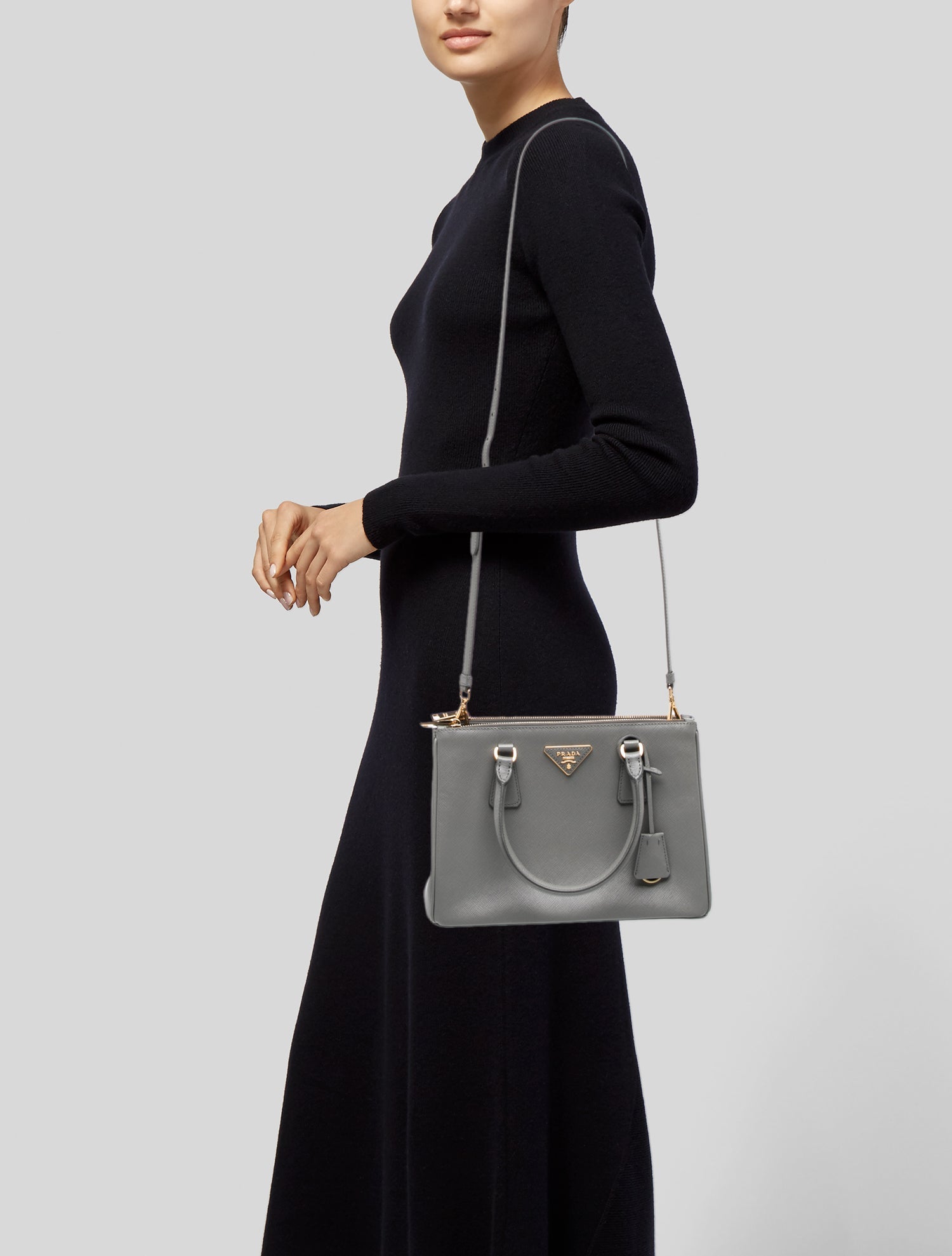 Prada Saffiano Leather Galleria Double Zip Small
