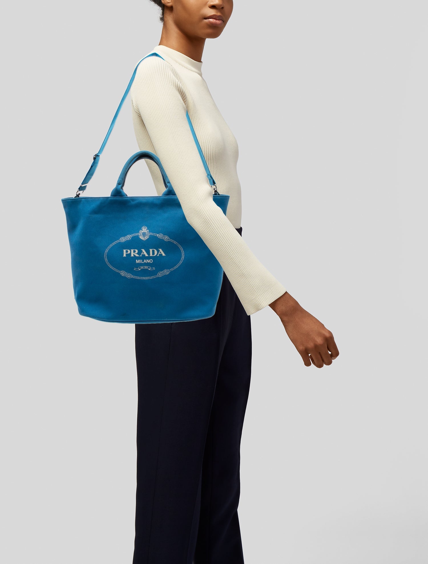 Prada Enameled Metal Triangle Tote