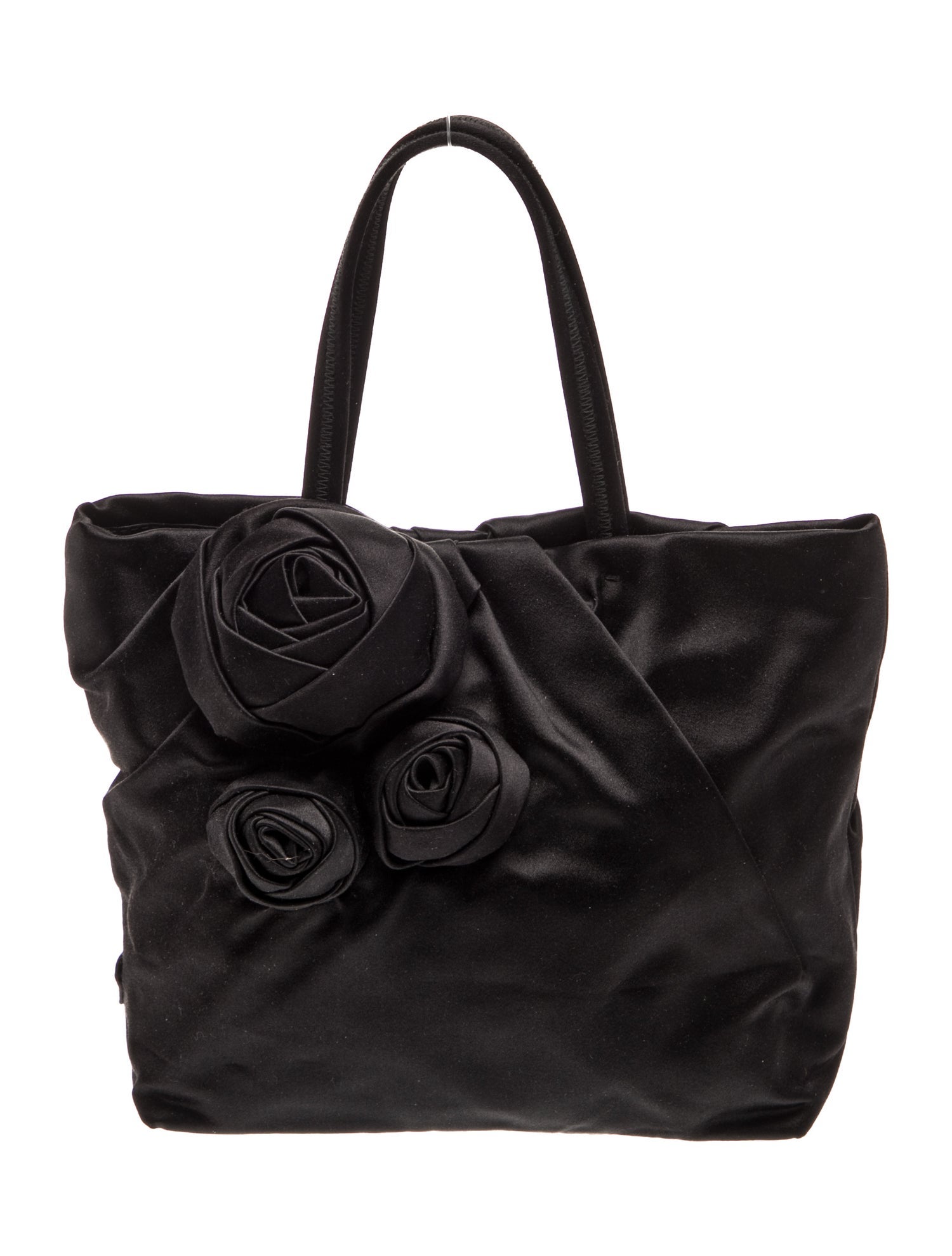 Prada Black Satin Raso Rose Handbag
