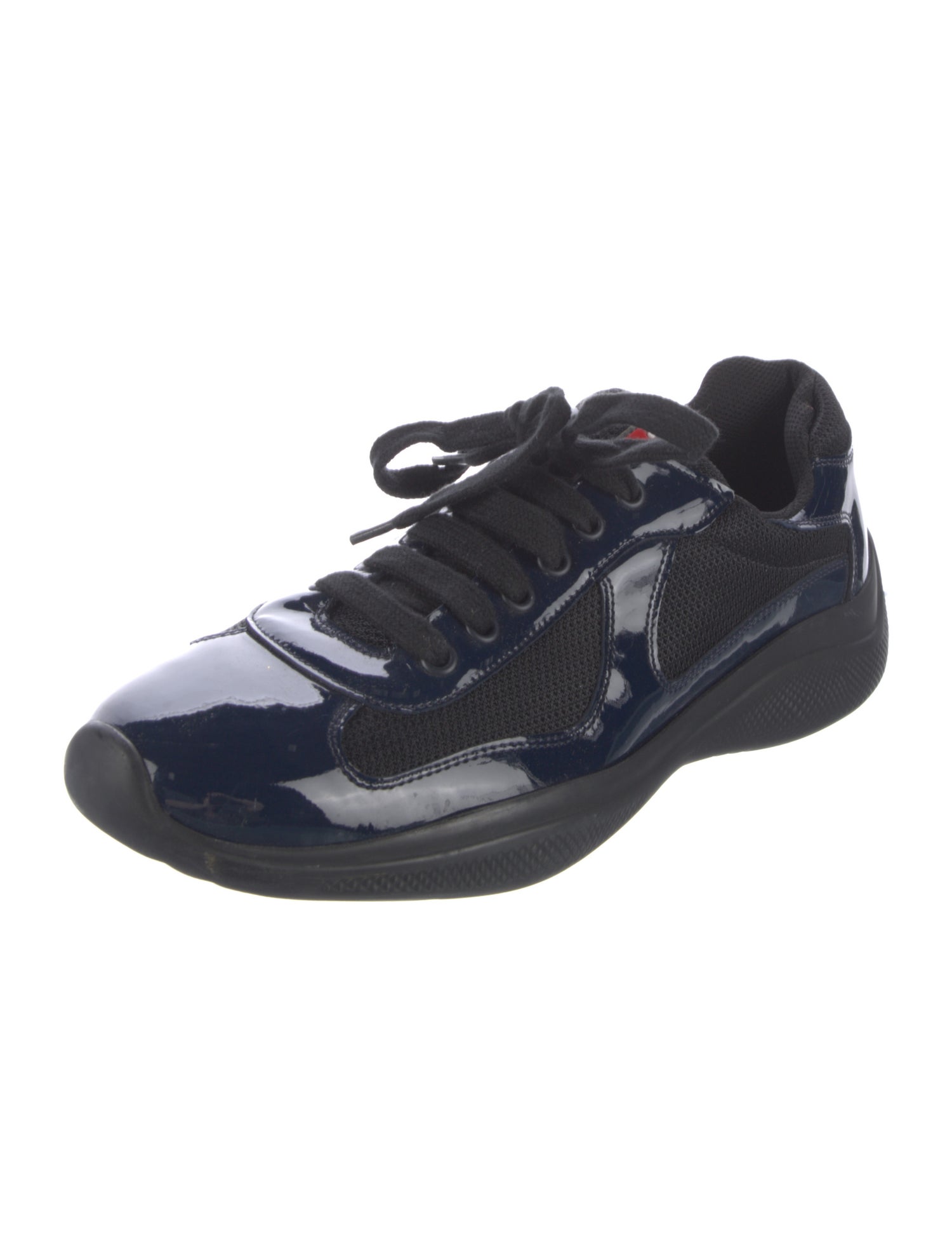 Prada Patent Leather Printed Athletic Sneakers