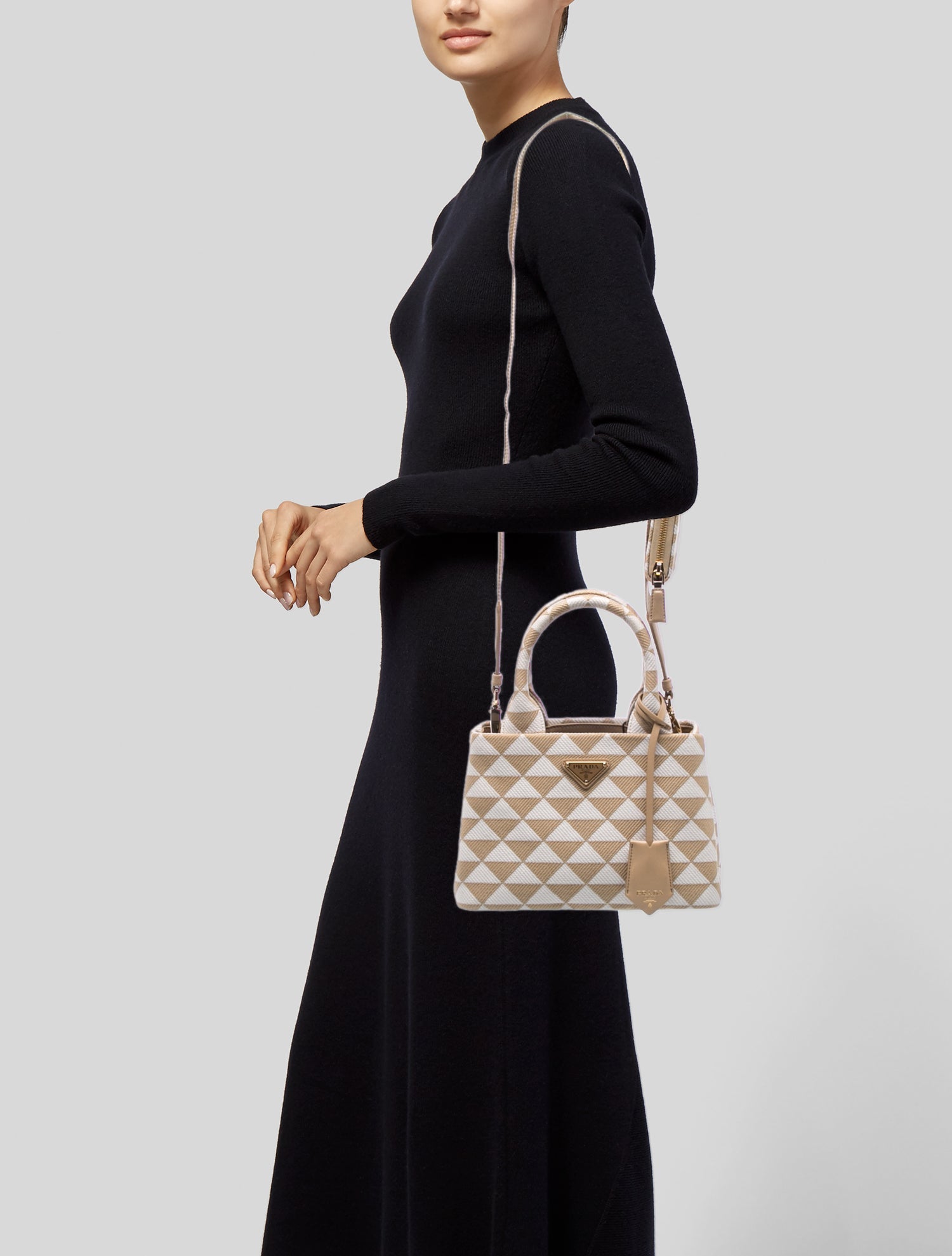 Prada Enameled Metal Triangle Galleria Tote Medium w/ Tags
