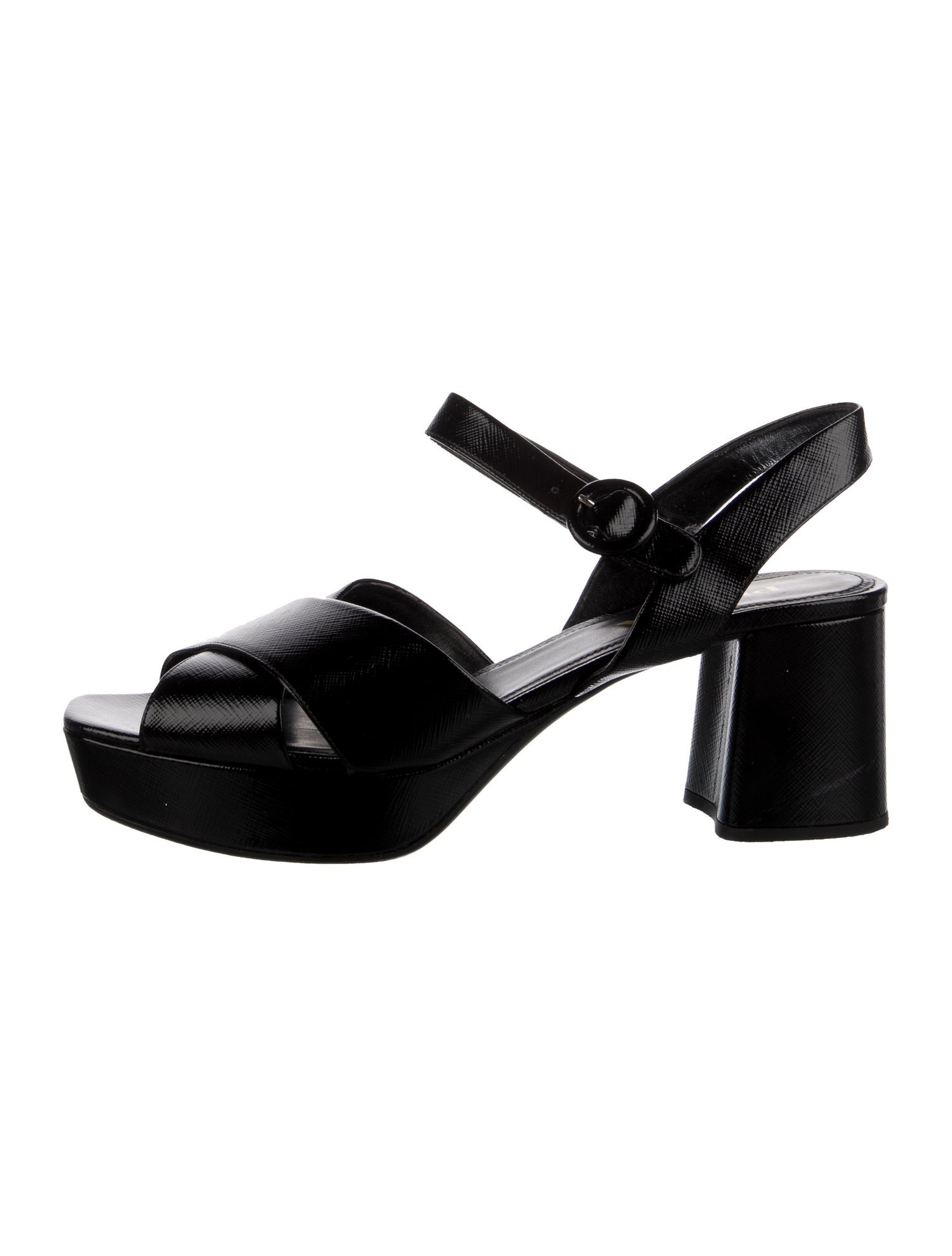 Prada Saffiano Leather Cutout Accent Slingback Sandals