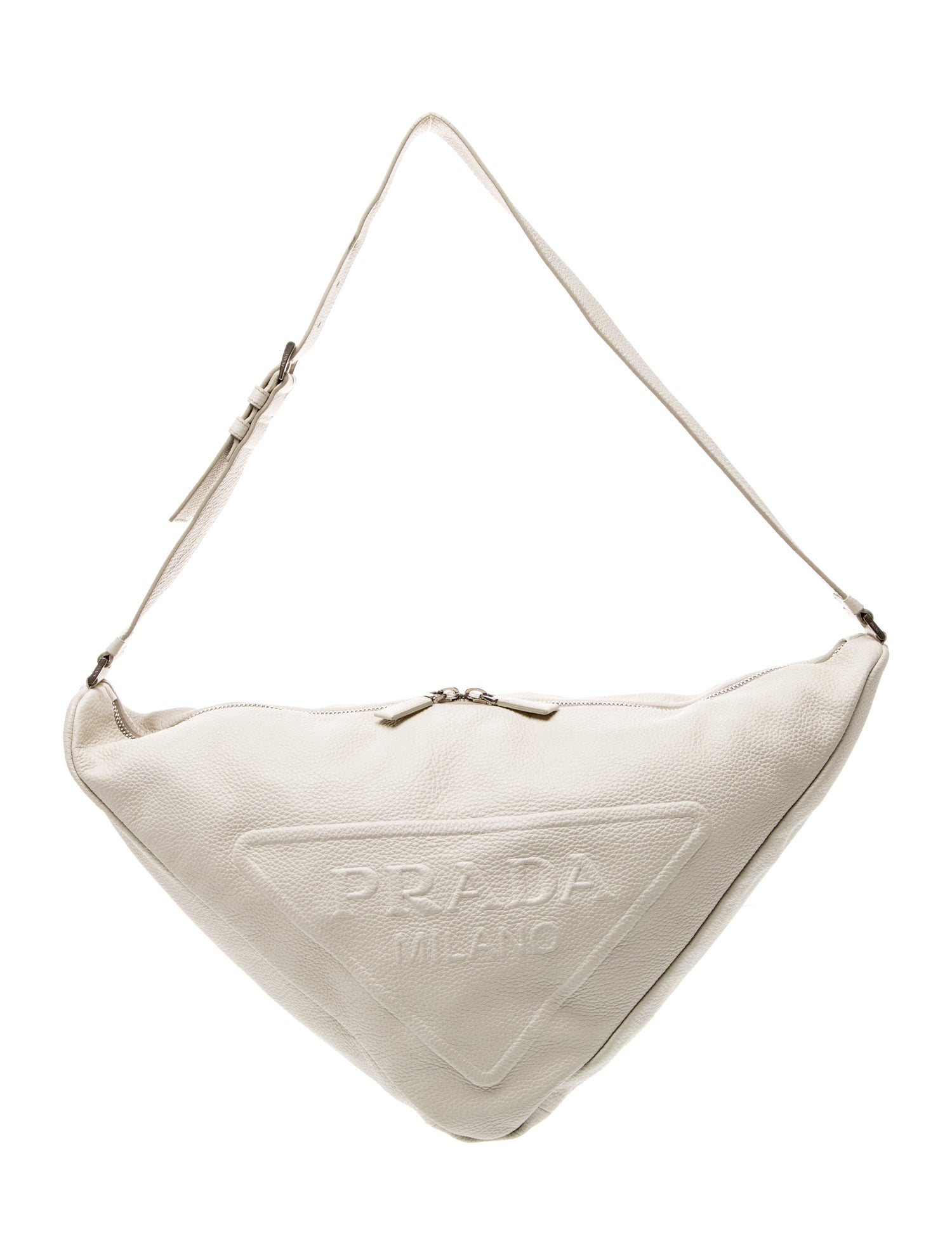 Prada Enameled Metal Triangle Triangle